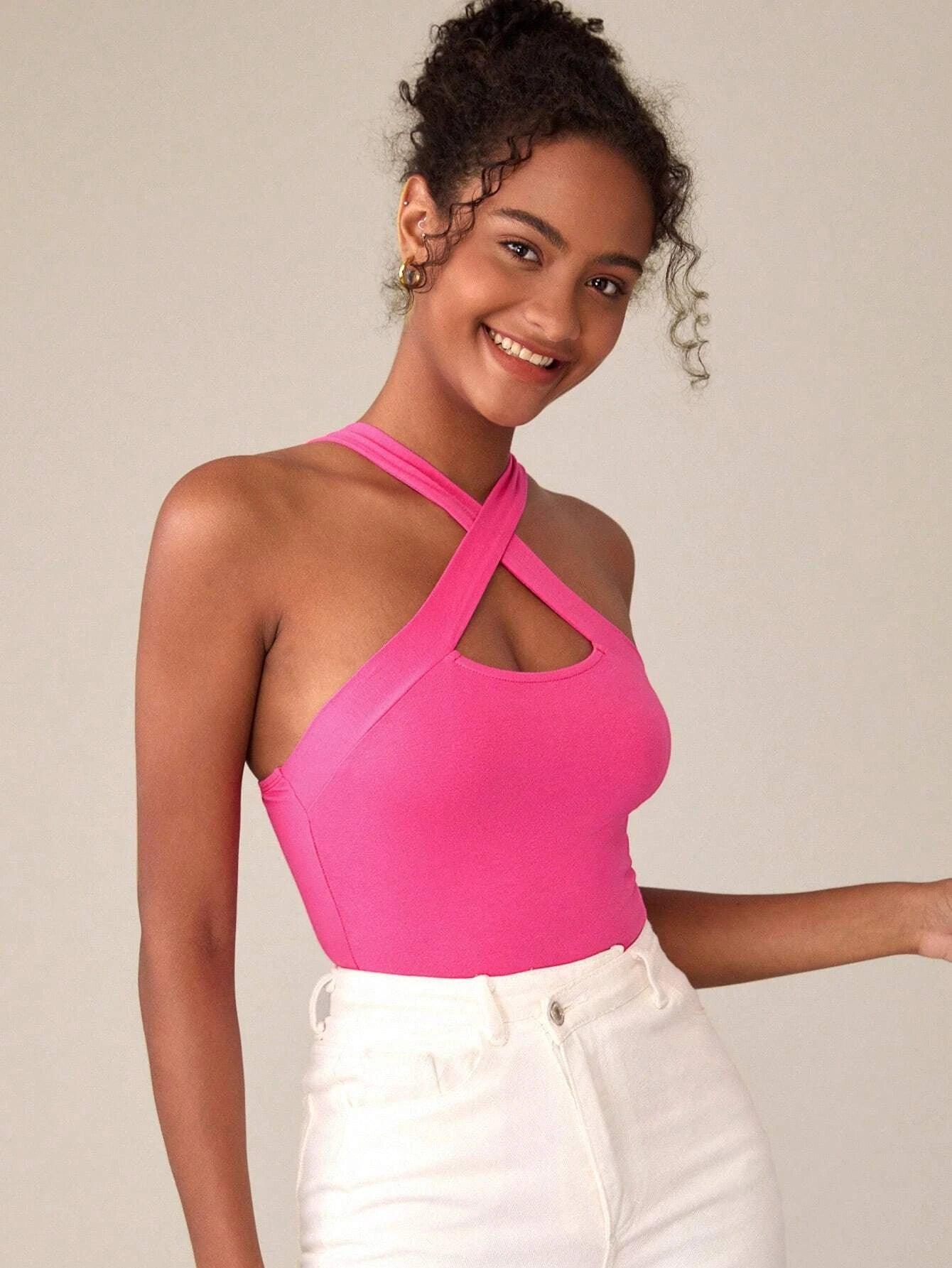 Sleeveless Crisscross Bodysuit-Comfy Jumpsuits