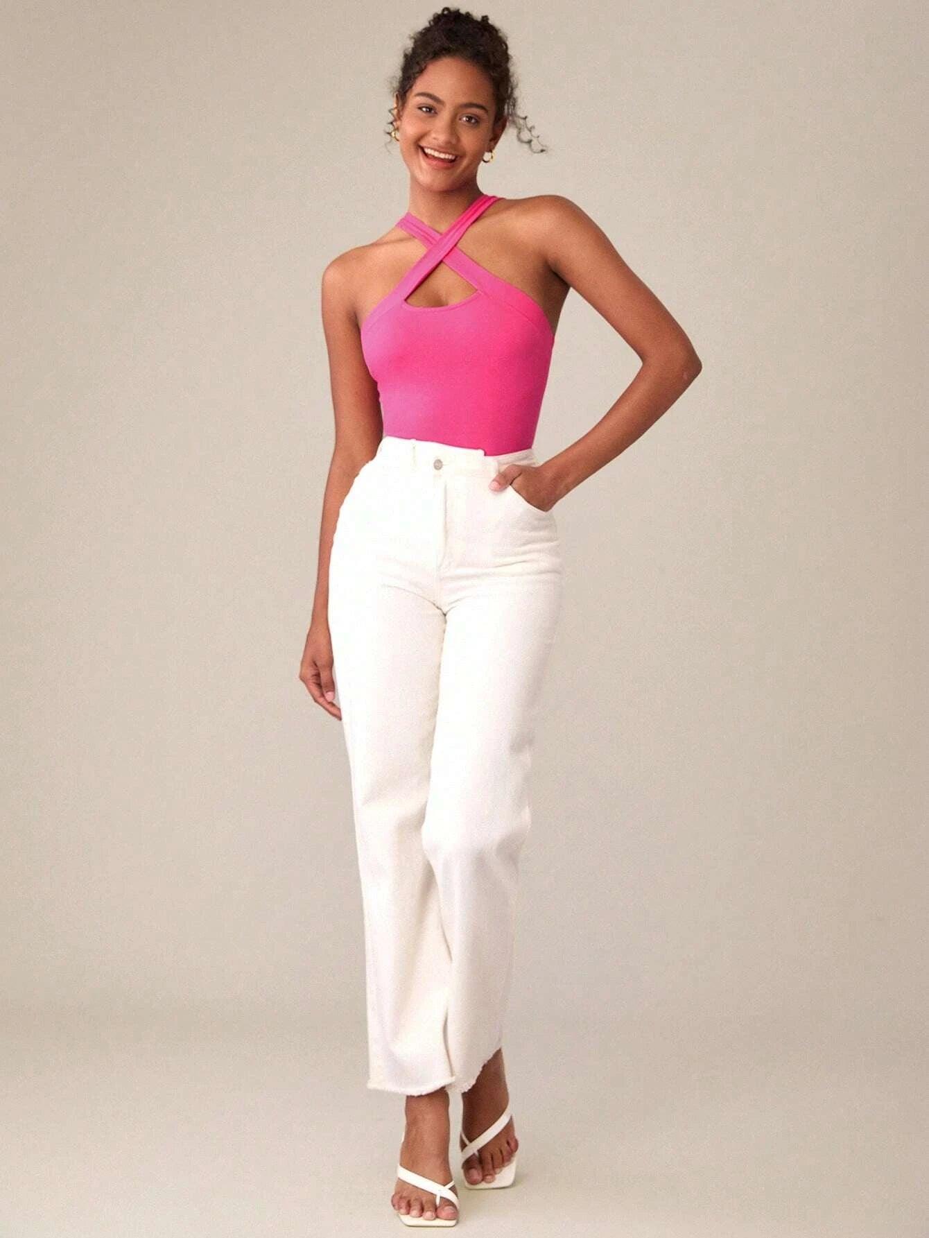 Sleeveless Crisscross Bodysuit-Comfy Jumpsuits