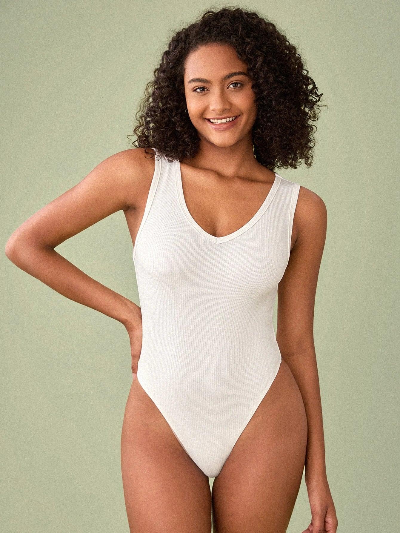 Solid Colored Tank Top Style Bodysuit-Comfy Jumpsuits