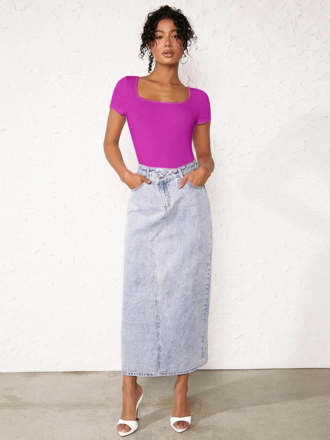 Neck Ribbed Bodysuit-Comfy Jumpsuits