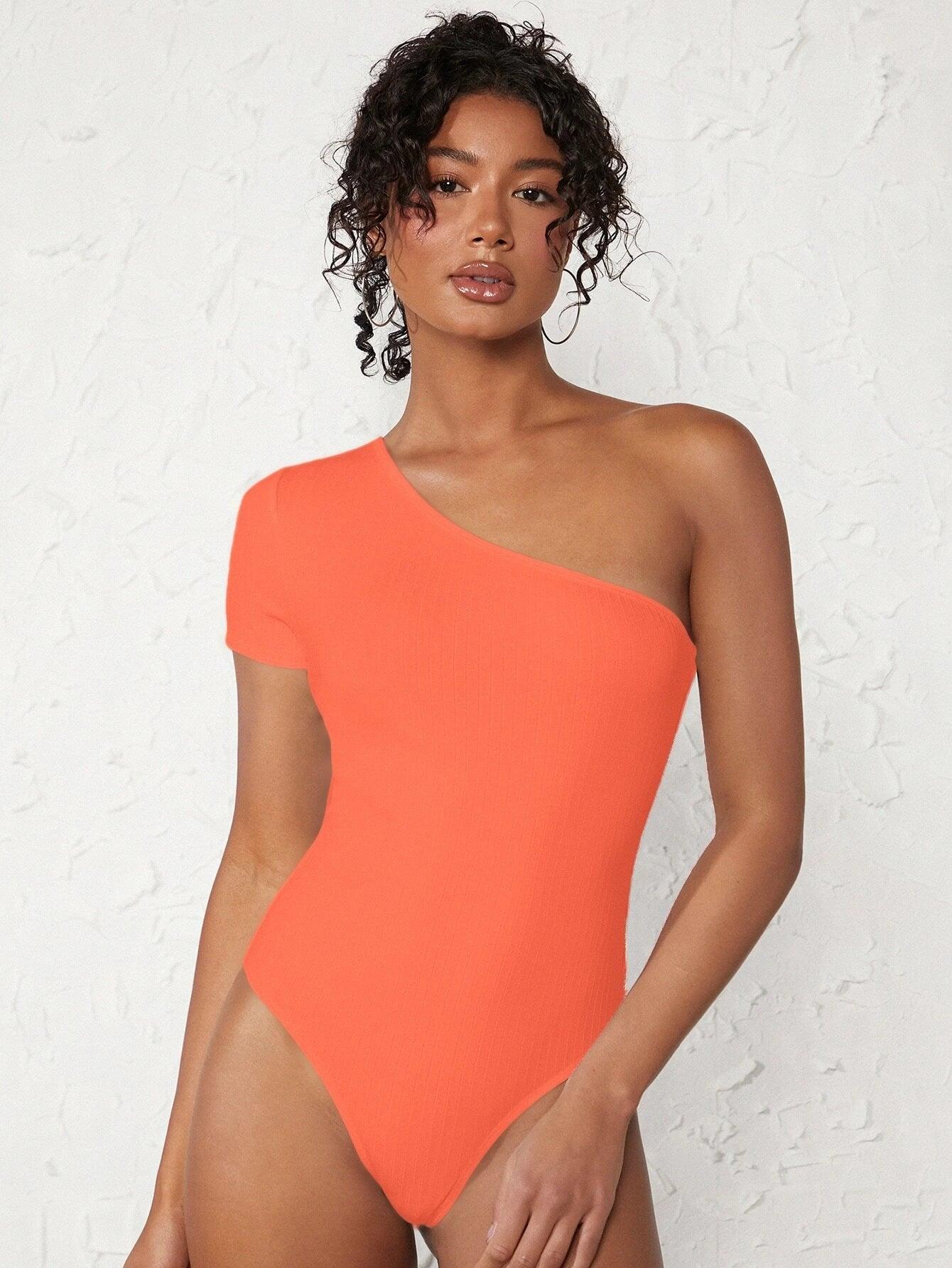 Casual Ribbed Knit Bodysuit-Comfy Jumpsuits