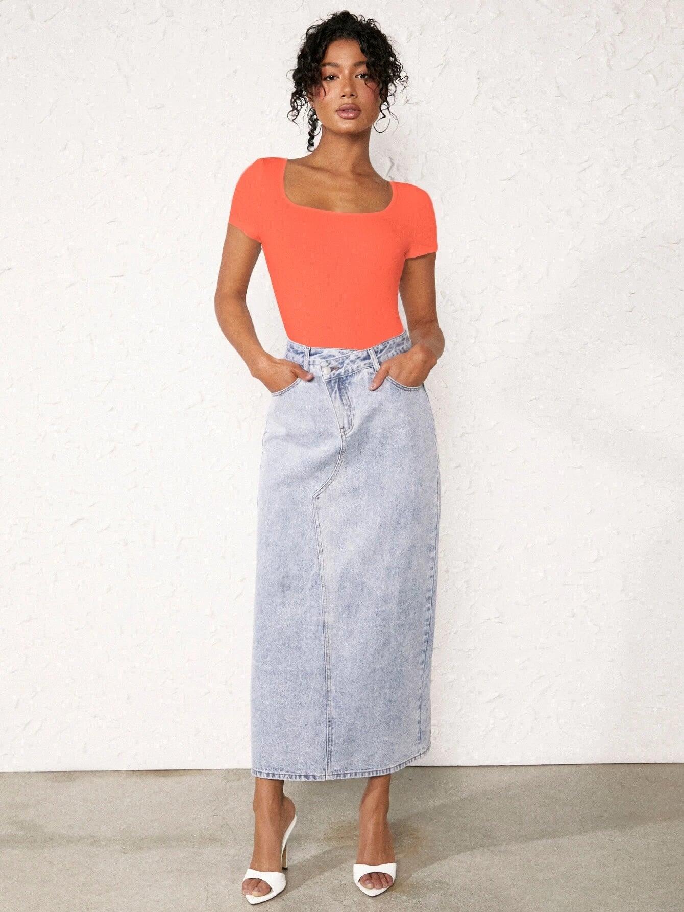 Neck Ribbed Bodysuit-Comfy Jumpsuits