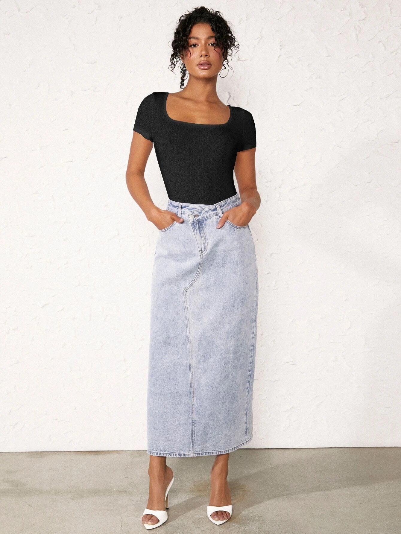 Neck Ribbed Bodysuit-Comfy Jumpsuits