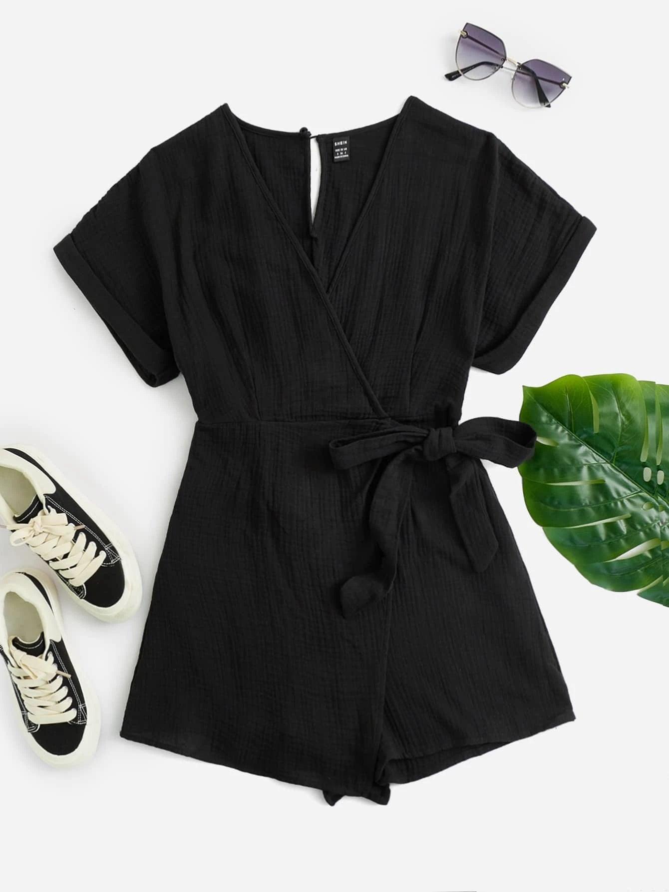 Wrap Around Side Knot Romper-Comfy Jumpsuits