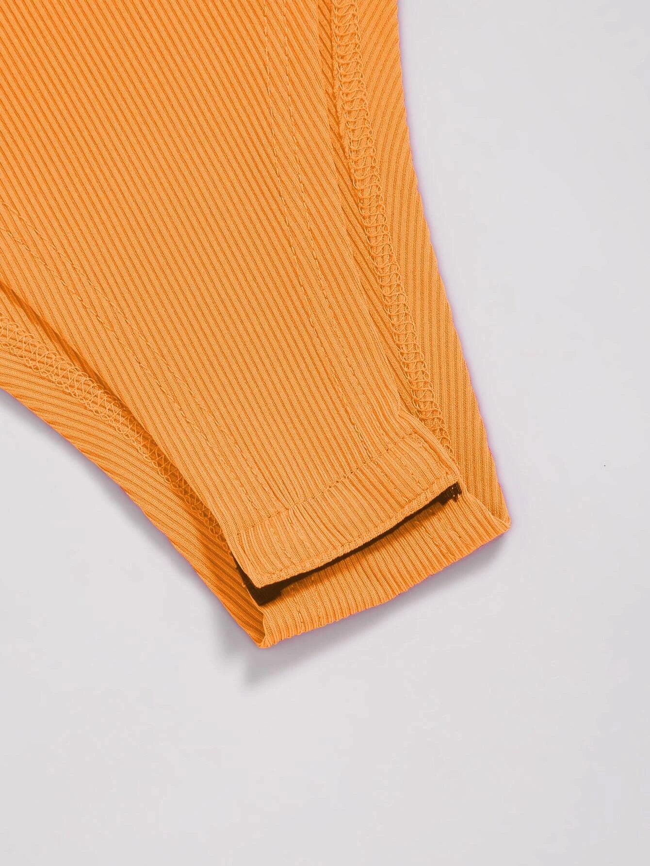 Tone Ribbed Knit Bodysuit-Comfy Jumpsuits