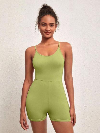 Solid colored Sleeveless Romper-Comfy Jumpsuits