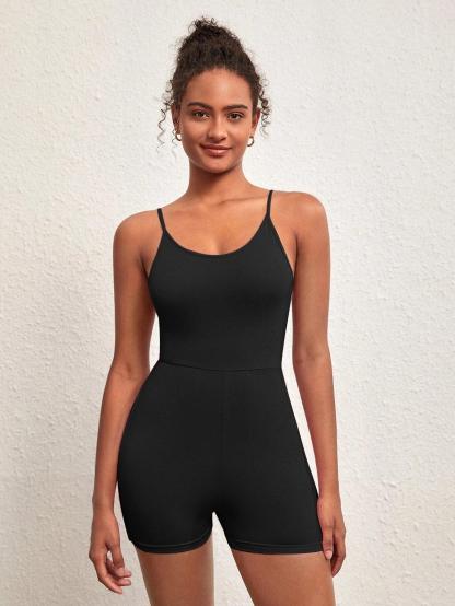 Solid colored Sleeveless Romper-Comfy Jumpsuits