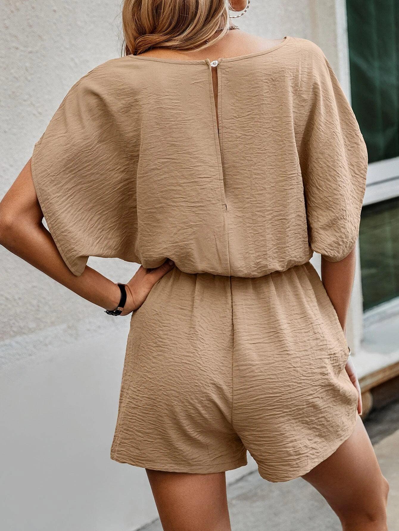 Batwing Sleeved Romper-Comfy Jumpsuits