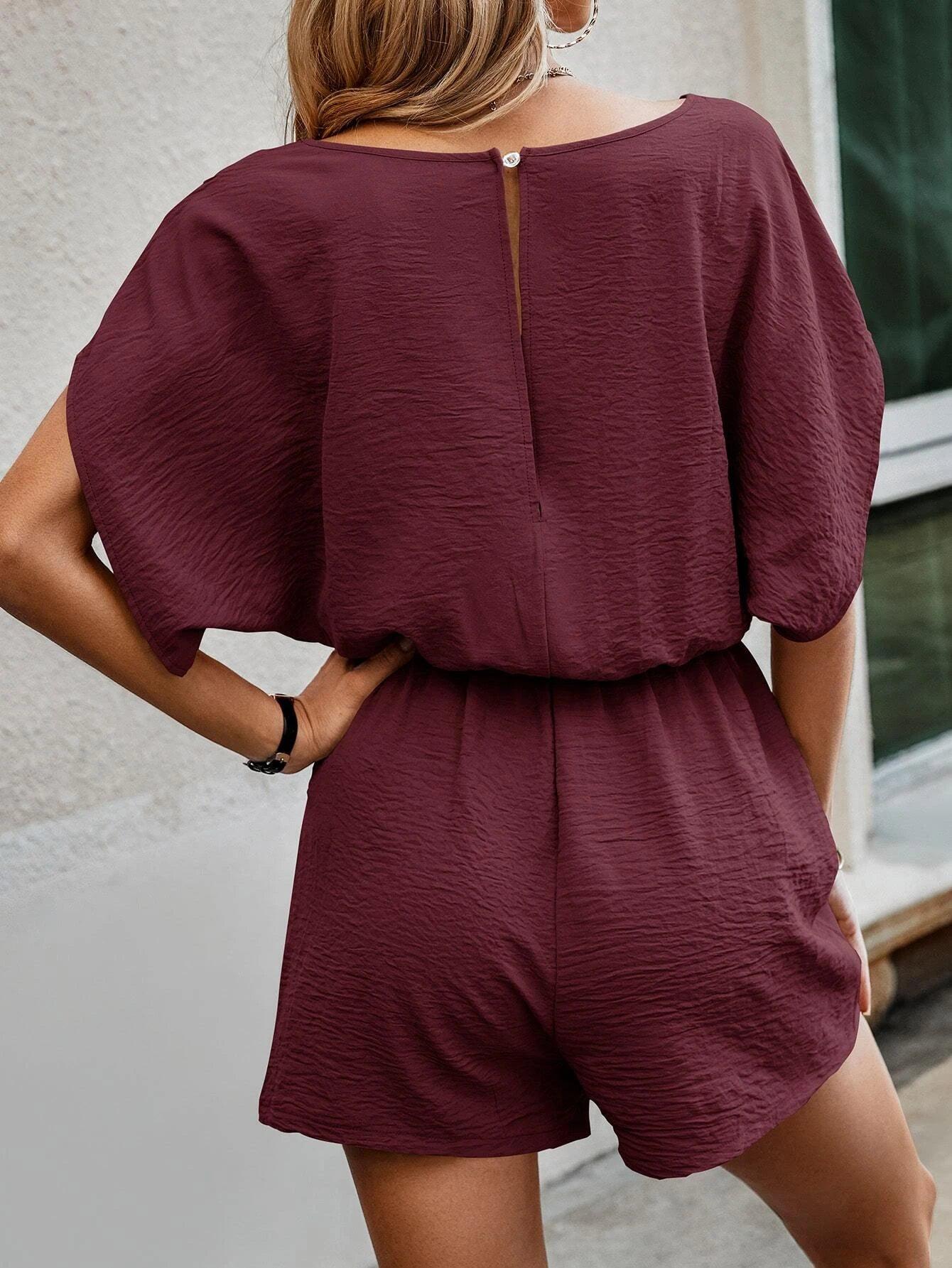 Batwing Sleeved Romper-Comfy Jumpsuits