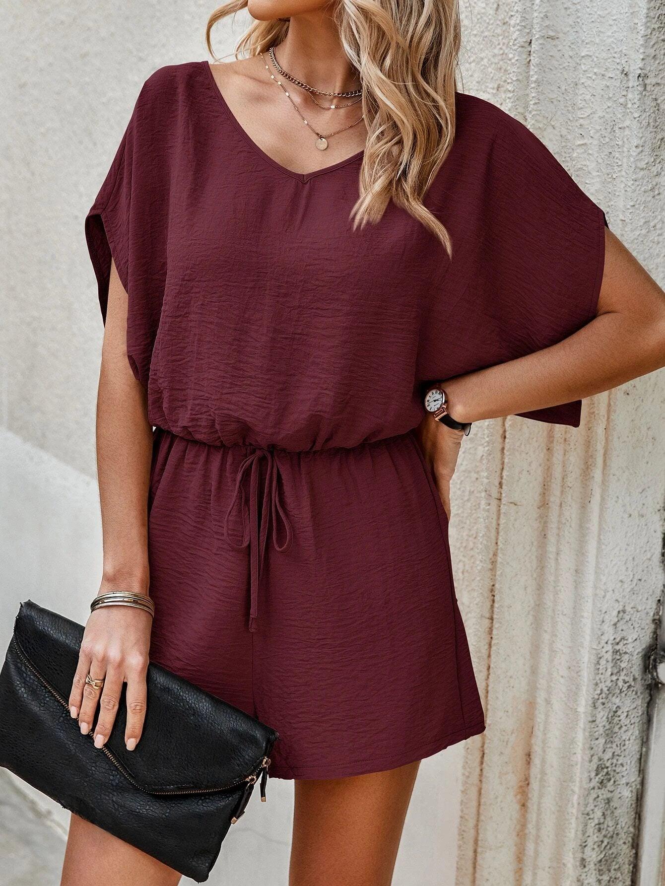 Batwing Sleeved Romper-Comfy Jumpsuits