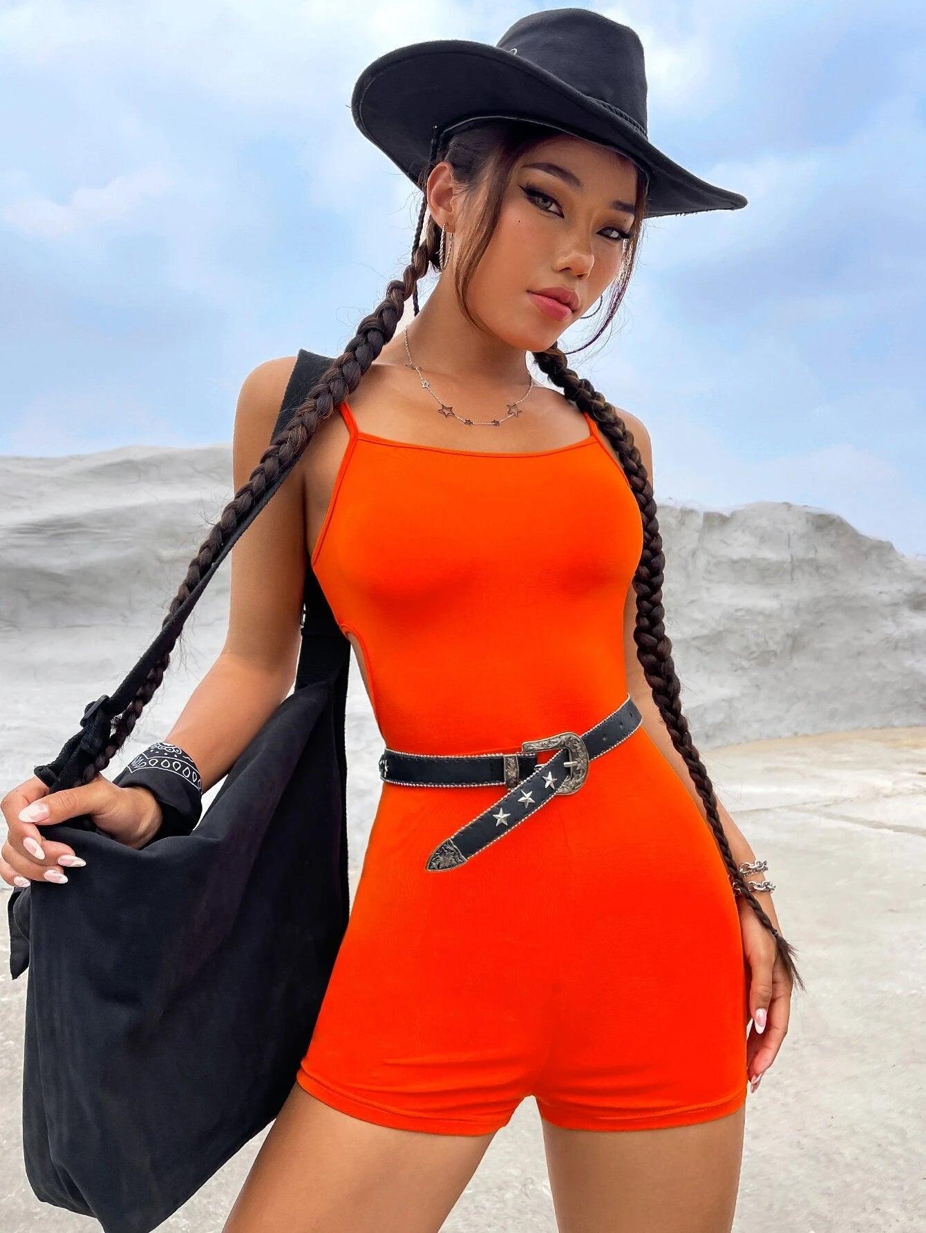 Solid Colored Cami Unitard Romper-Comfy Jumpsuits