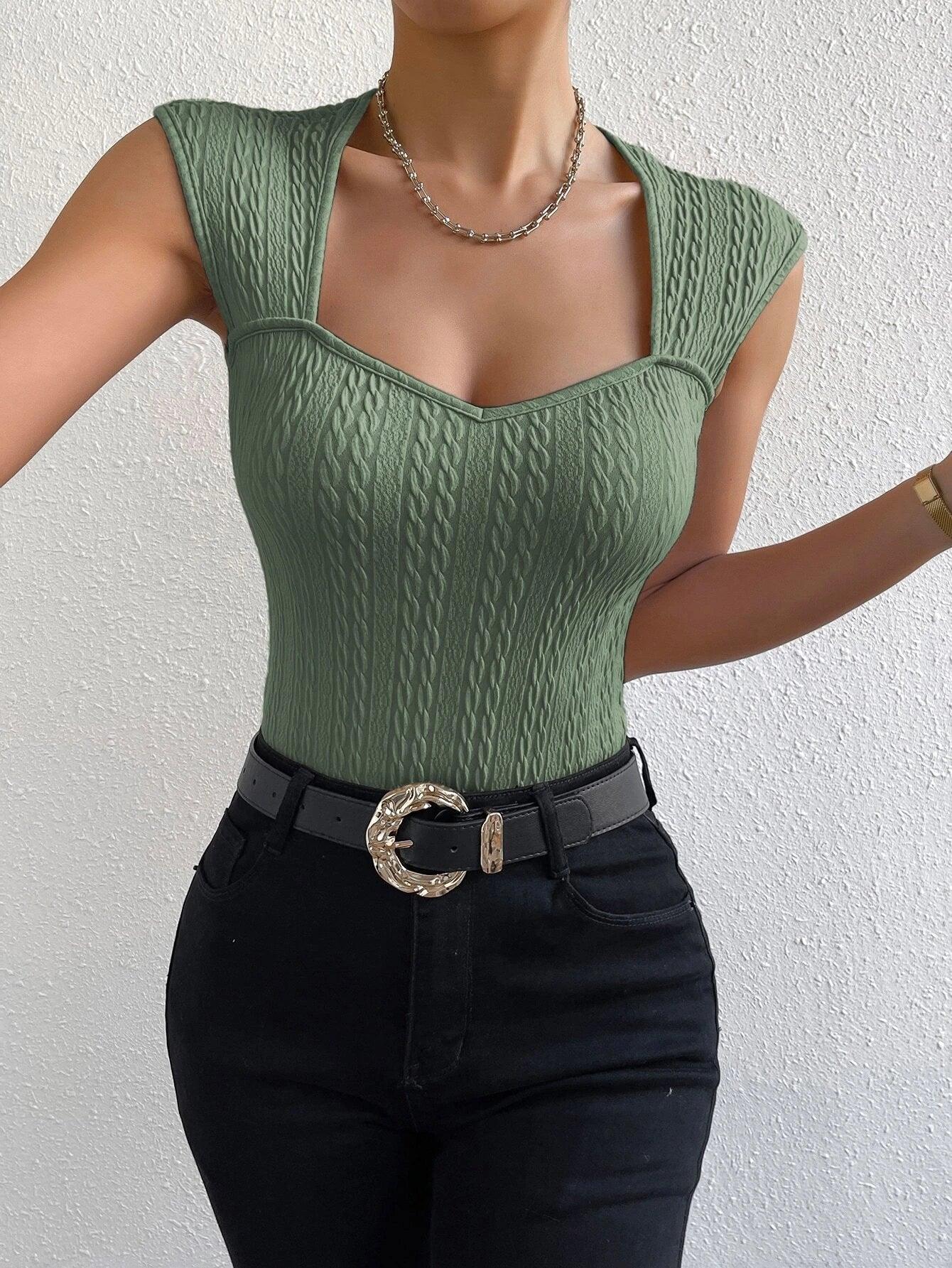 Solid Neck Bodysuit-Comfy Jumpsuits