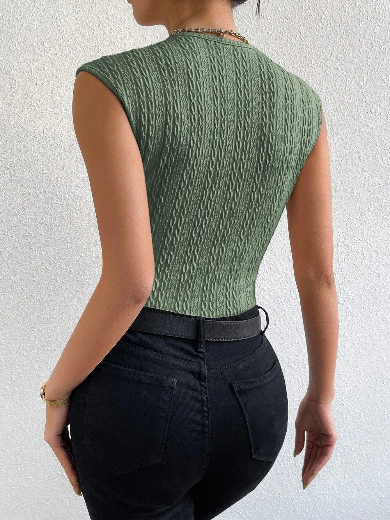 Solid Neck Bodysuit-Comfy Jumpsuits