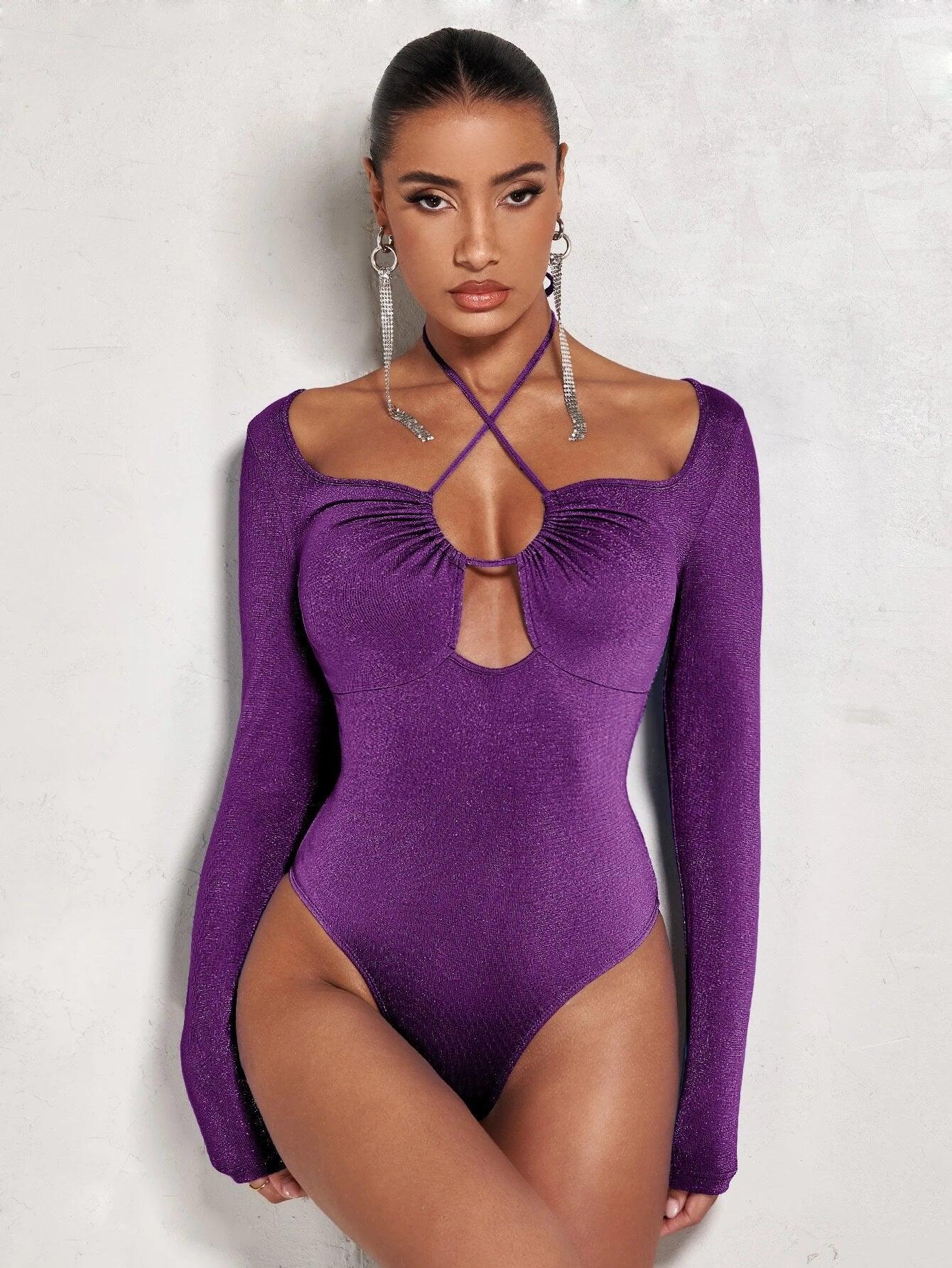 Crisscross Tie Back Front Bodysuit-Comfy Jumpsuits