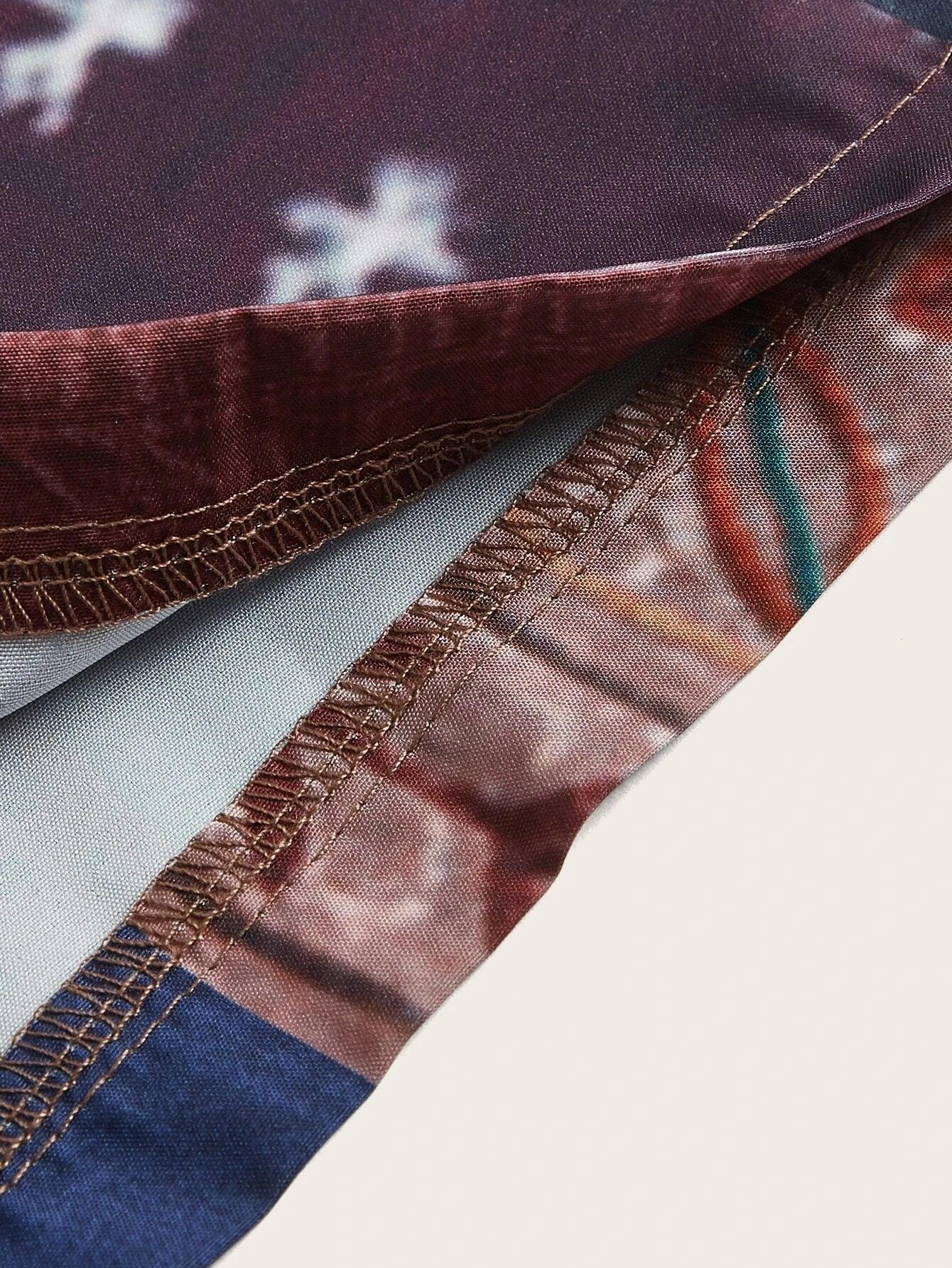 Patchwork Print Long Jumpsuit-Comfy Jumpsuits