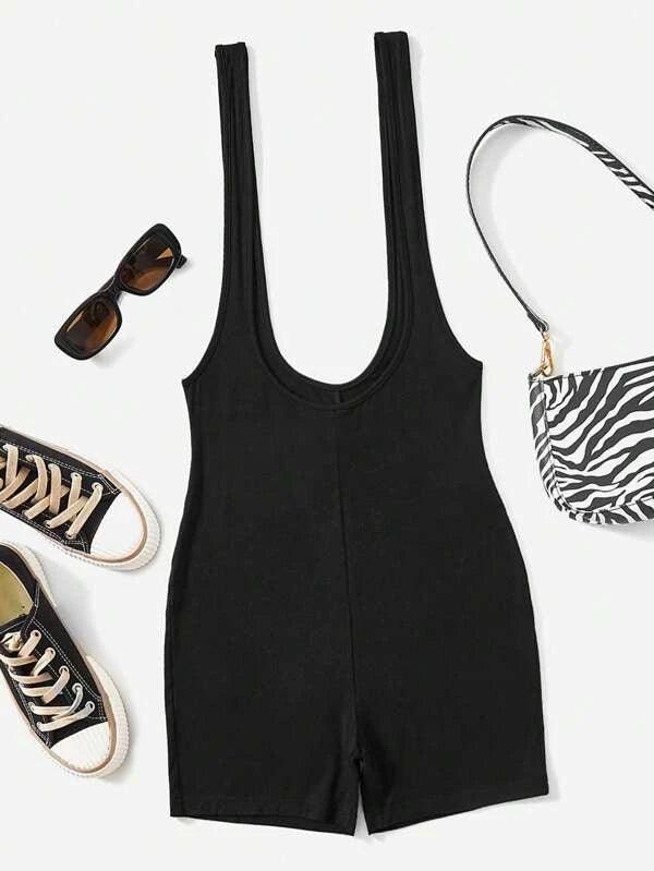 Solid Colored Unitard Plain Romper Without Tank Top-Comfy Jumpsuits