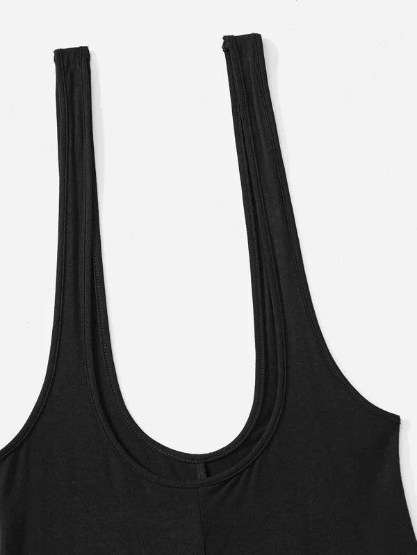 Solid Colored Unitard Plain Romper Without Tank Top-Comfy Jumpsuits