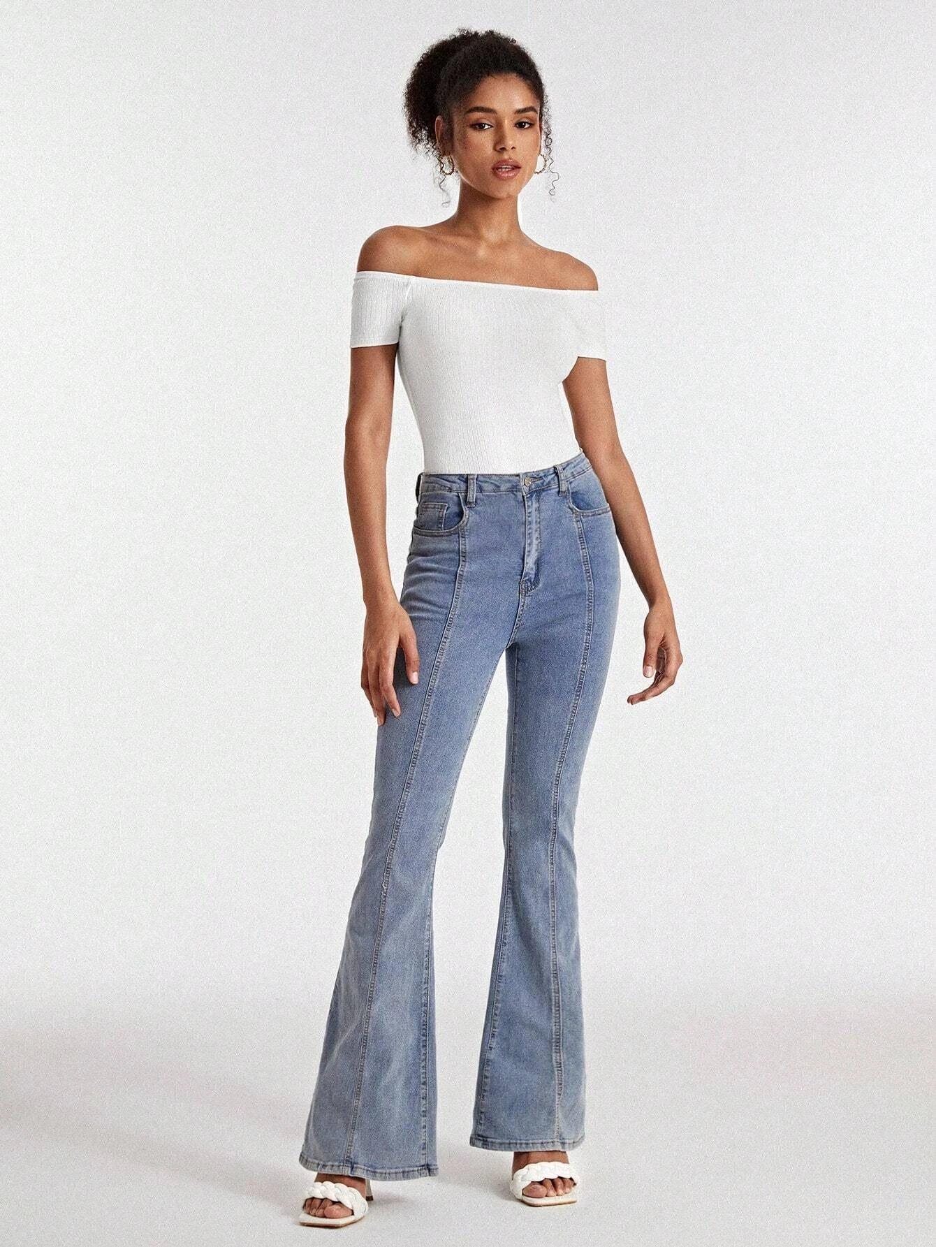 Cotton Off Shoulder Rib-knit Bodysuit-Comfy Jumpsuits