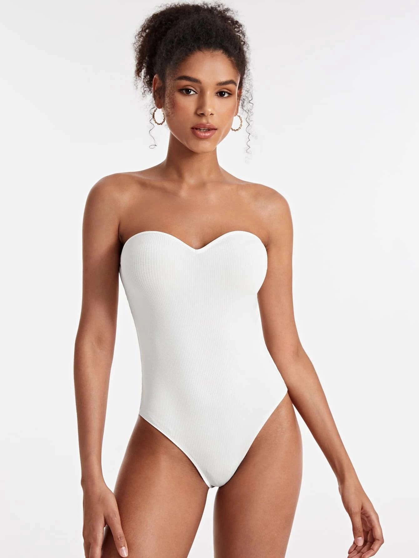 Solid Colored Tube Bodysuit-Comfy Jumpsuits