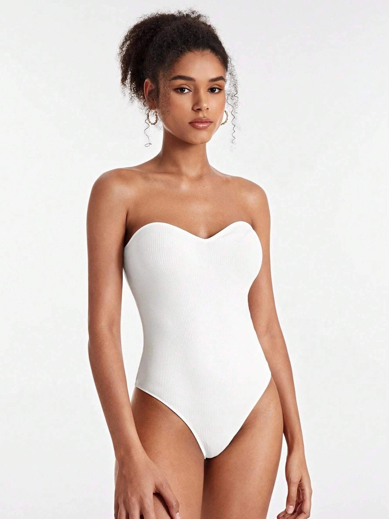 Solid Colored Tube Bodysuit-Comfy Jumpsuits