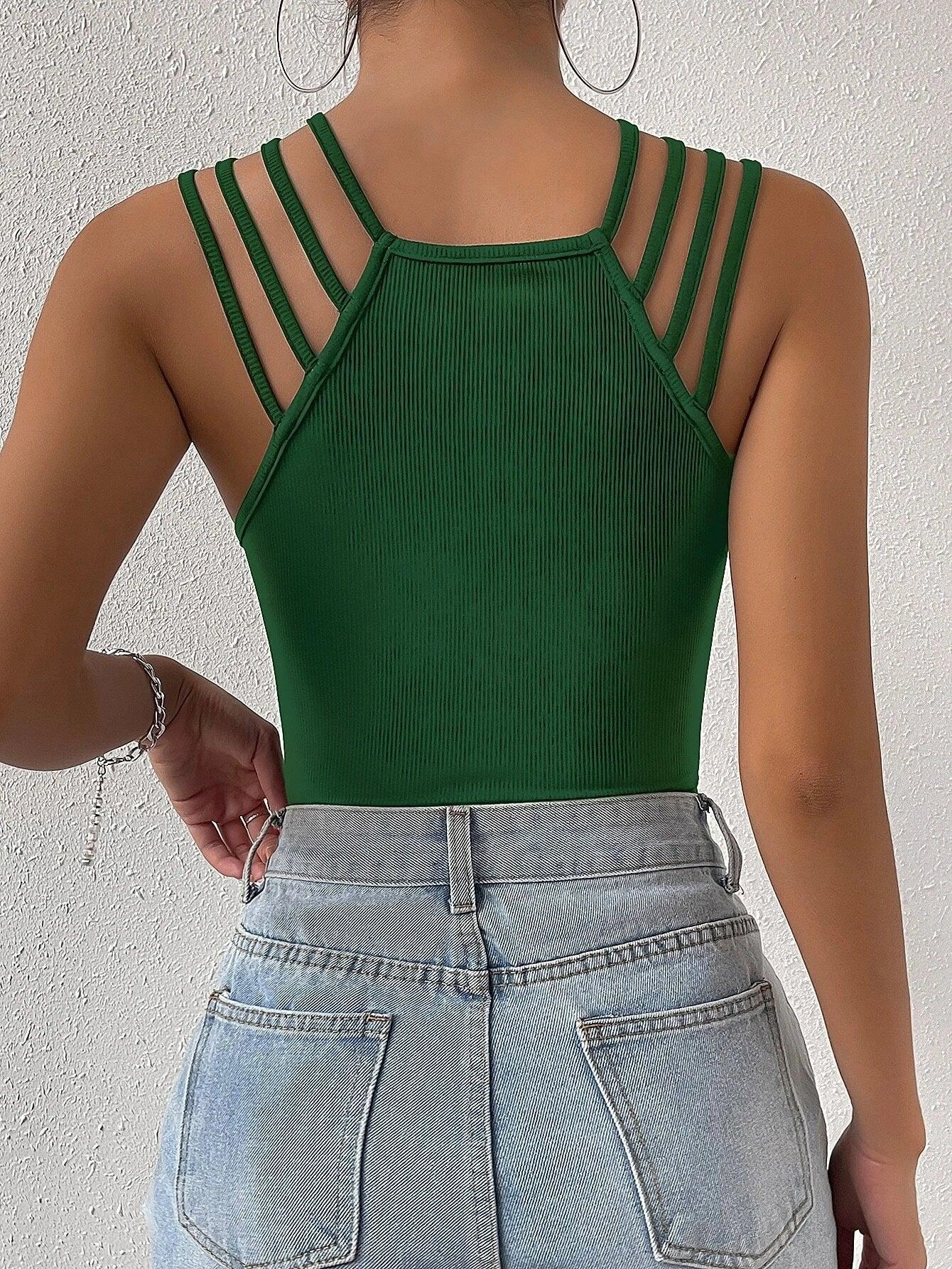 Casual Halter Neck Bodysuit-Comfy Jumpsuits