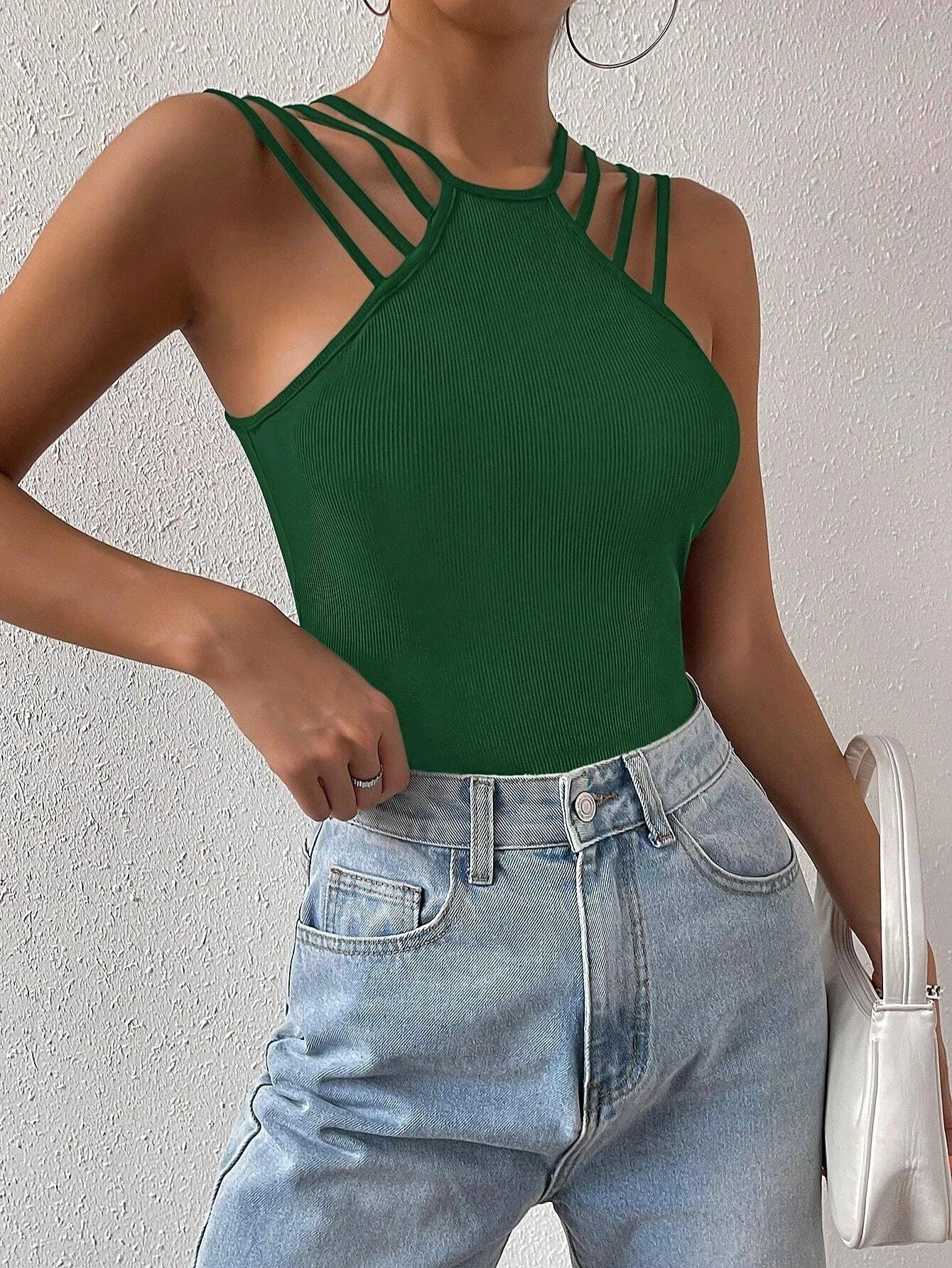Casual Halter Neck Bodysuit-Comfy Jumpsuits