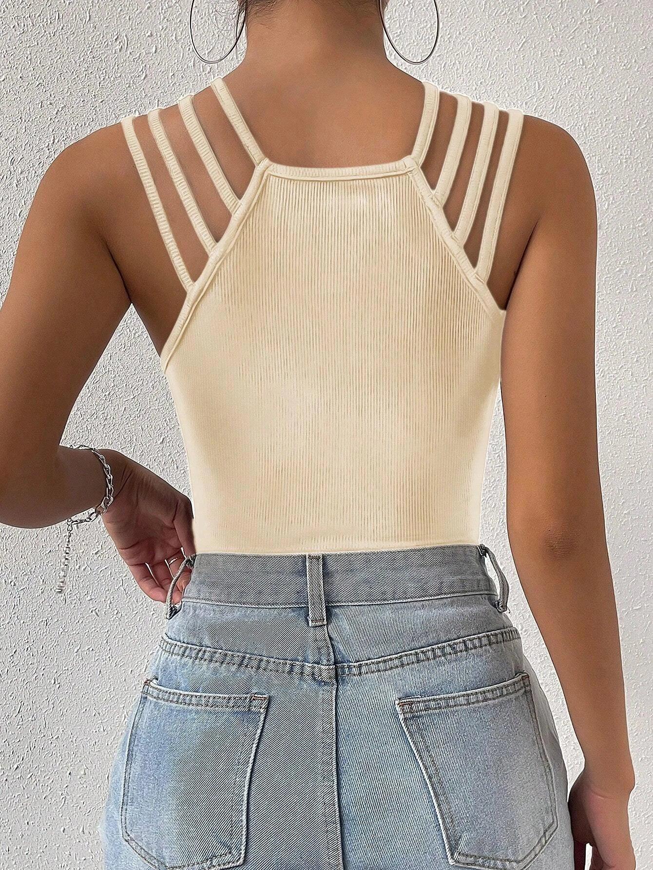Casual Halter Neck Bodysuit-Comfy Jumpsuits