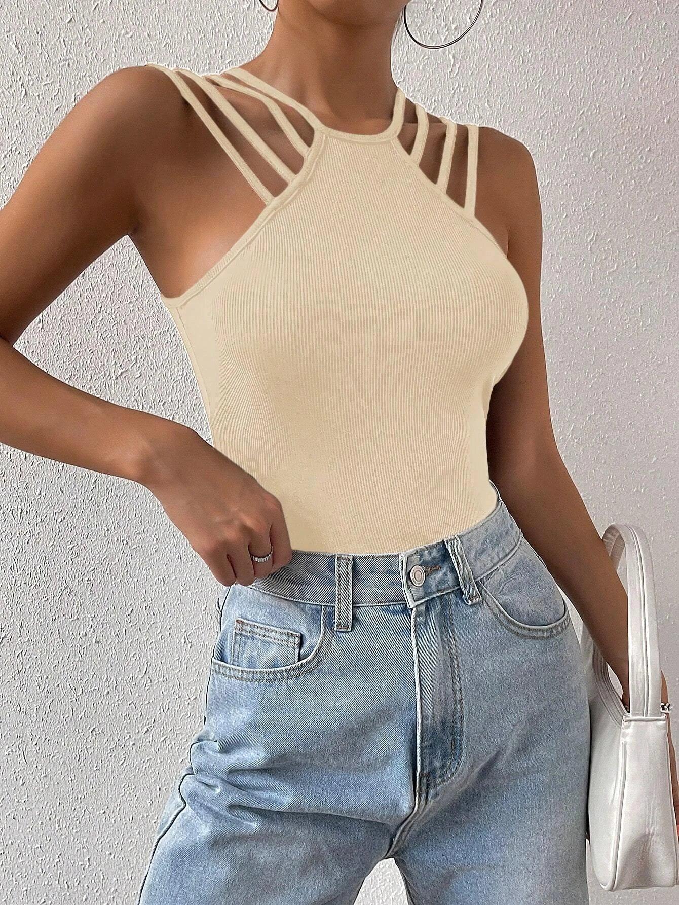 Casual Halter Neck Bodysuit-Comfy Jumpsuits