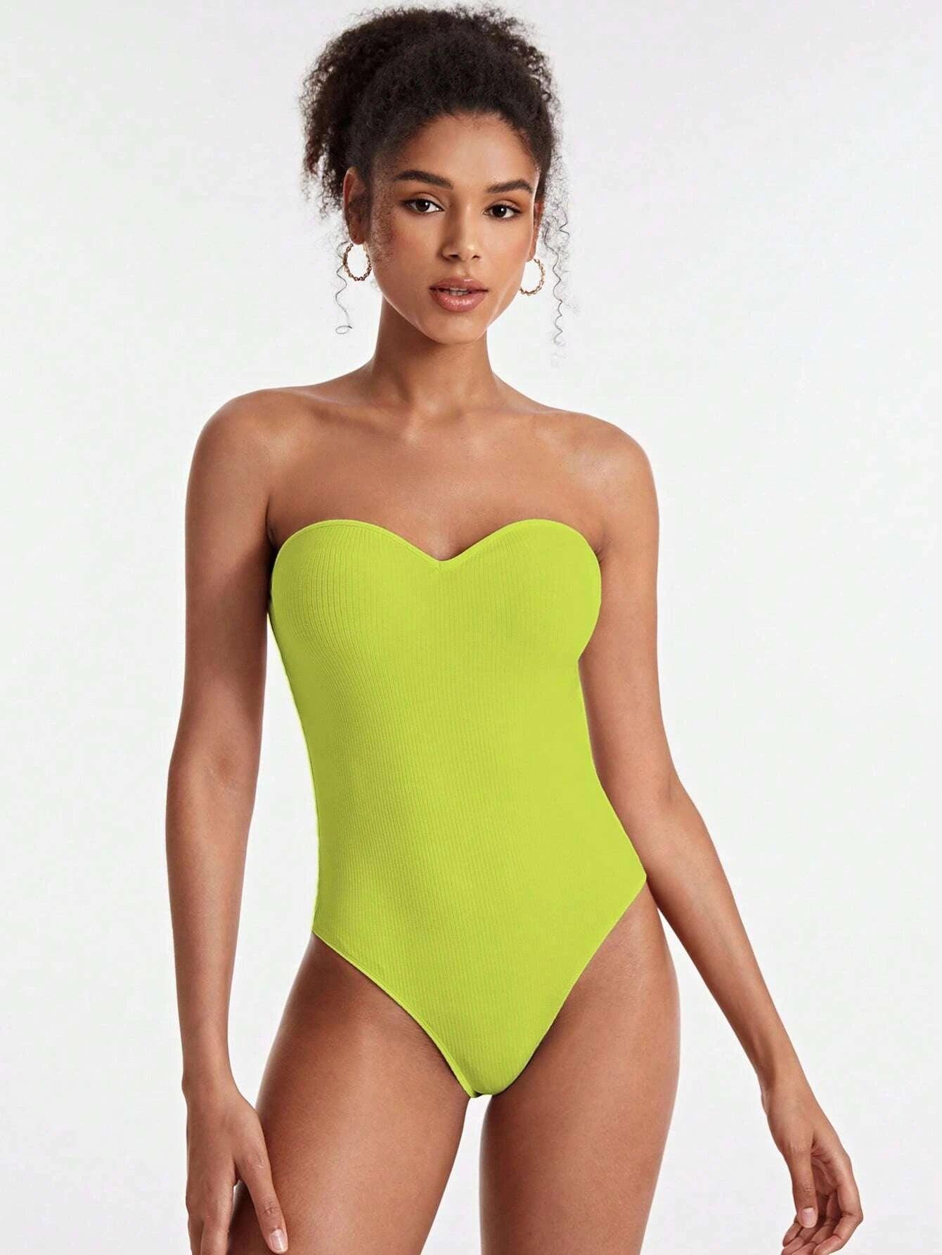 Solid Colored Tube Bodysuit-Comfy Jumpsuits