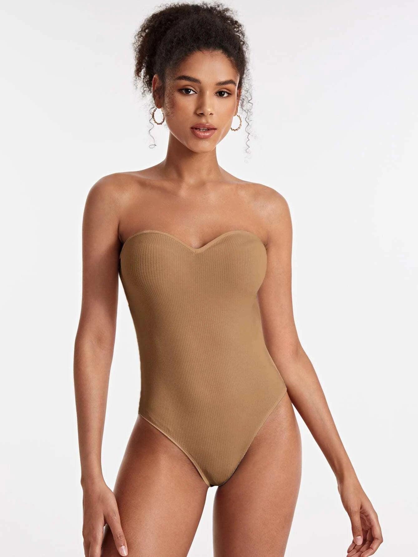 Solid Colored Tube Bodysuit-Comfy Jumpsuits