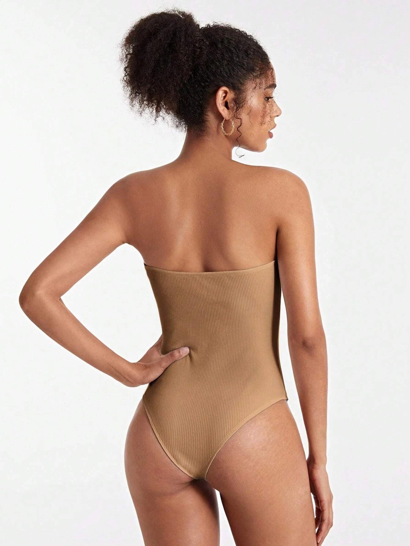 Solid Colored Tube Bodysuit-Comfy Jumpsuits