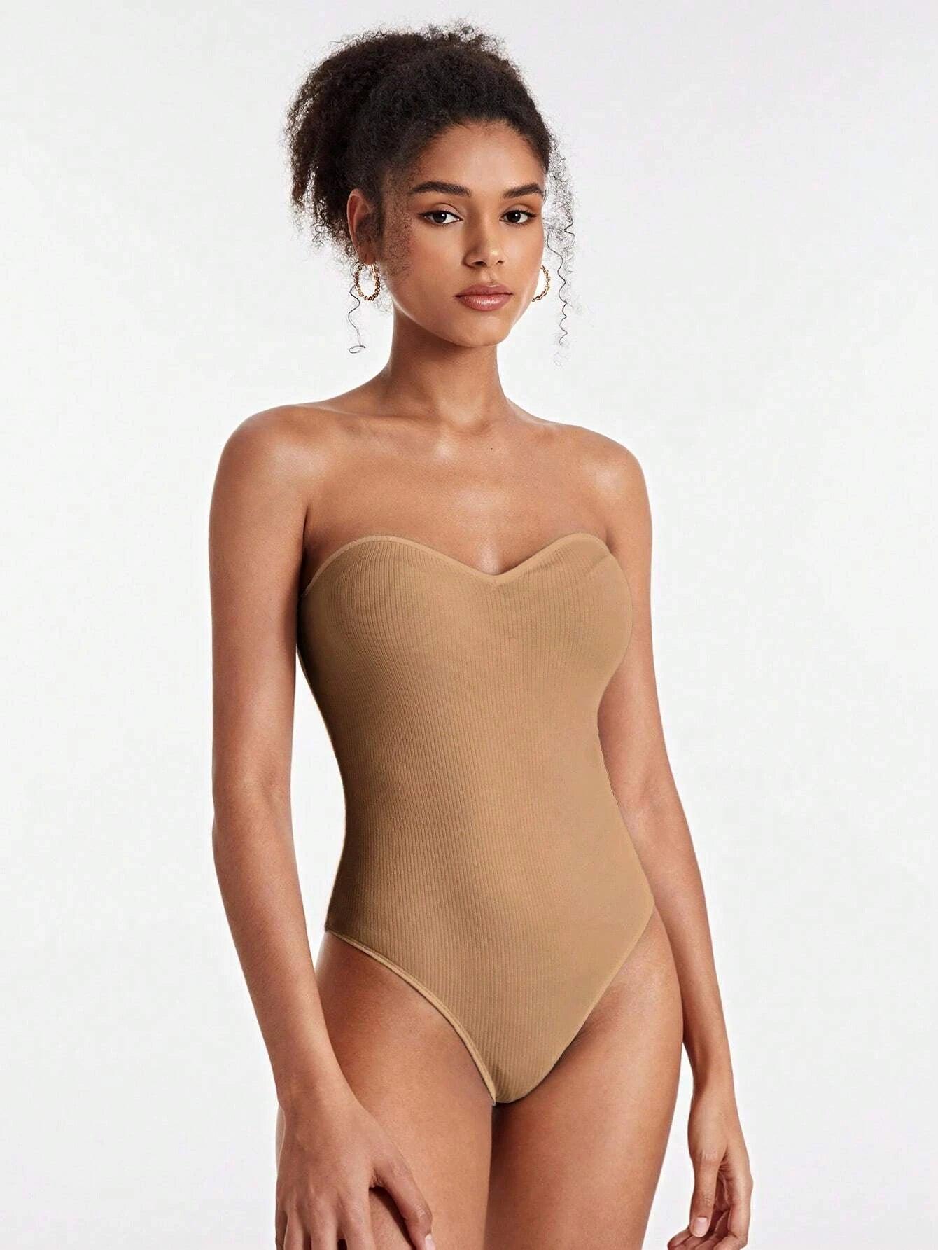 Solid Colored Tube Bodysuit-Comfy Jumpsuits