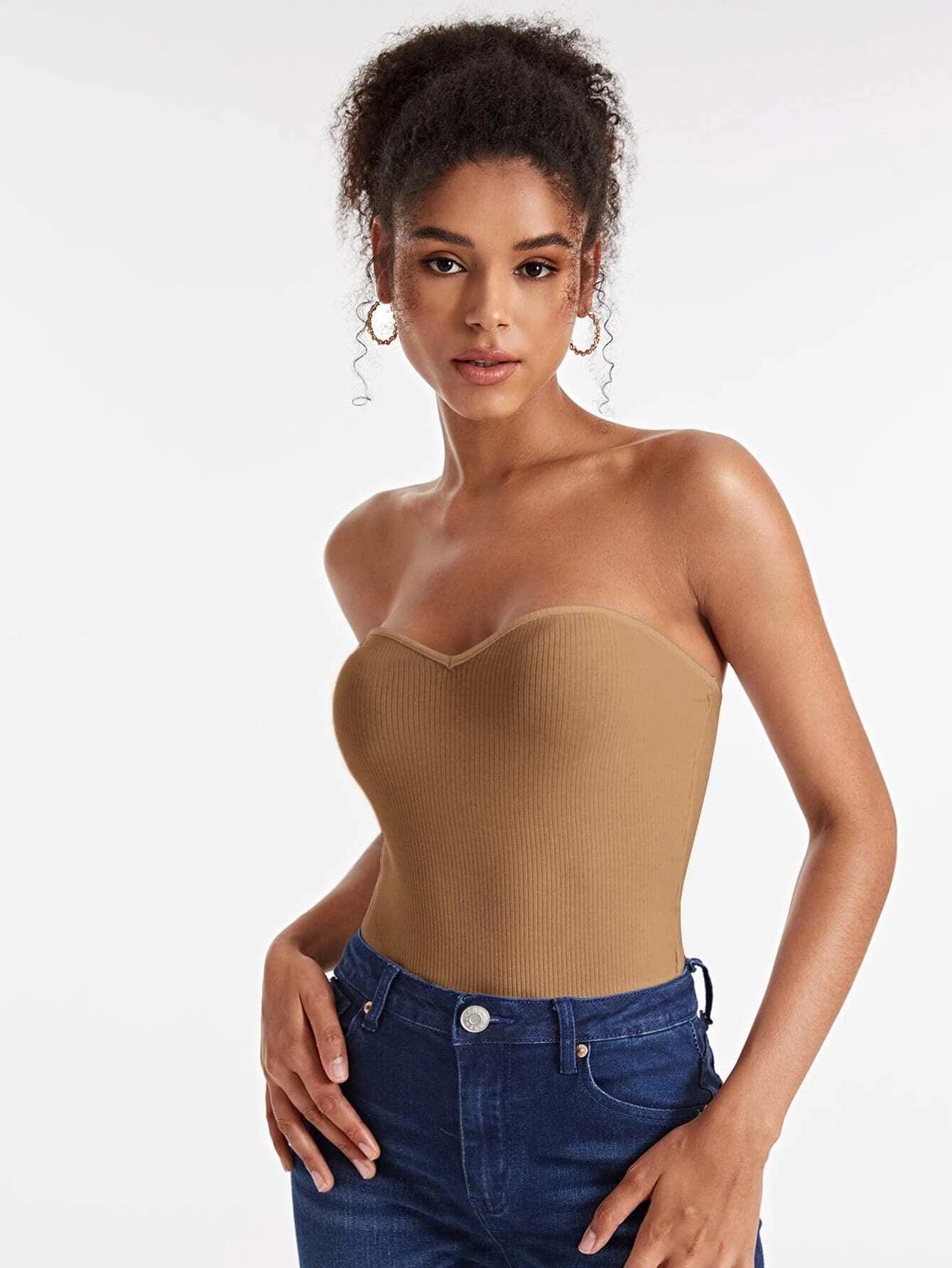 Solid Colored Tube Bodysuit-Comfy Jumpsuits