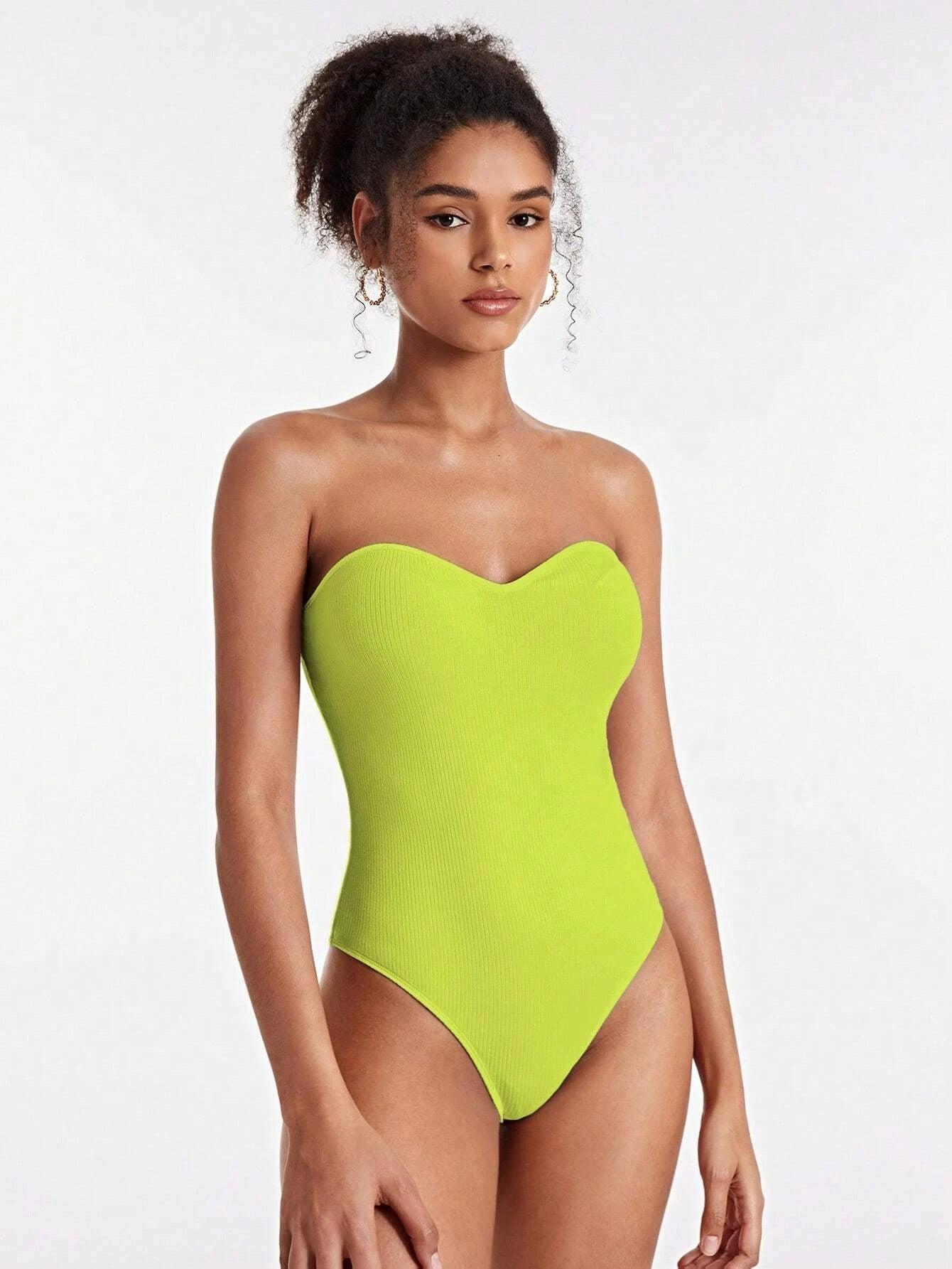 Solid Colored Tube Bodysuit-Comfy Jumpsuits
