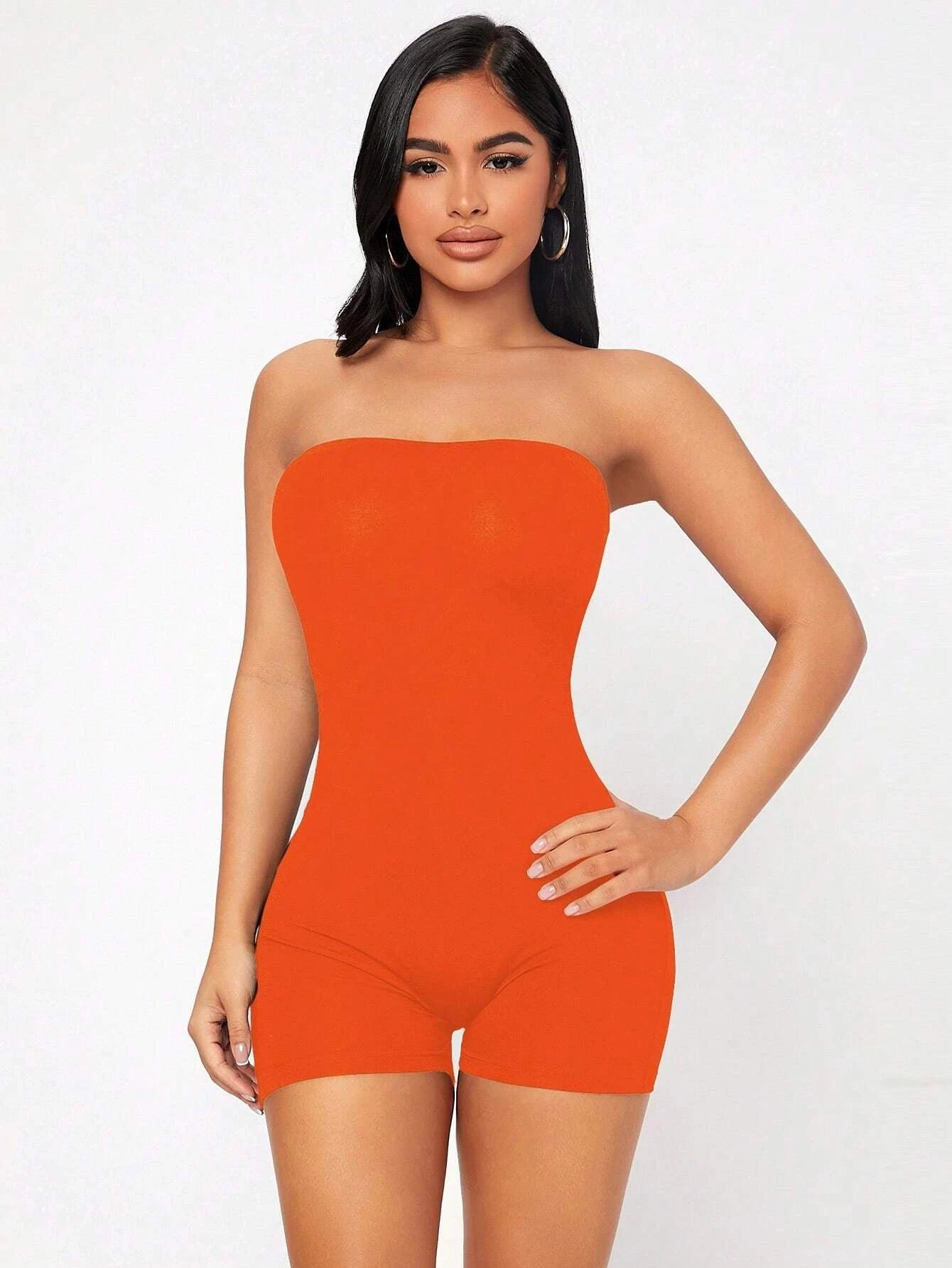 Strapless Tube Unitard Romper-Comfy Jumpsuits