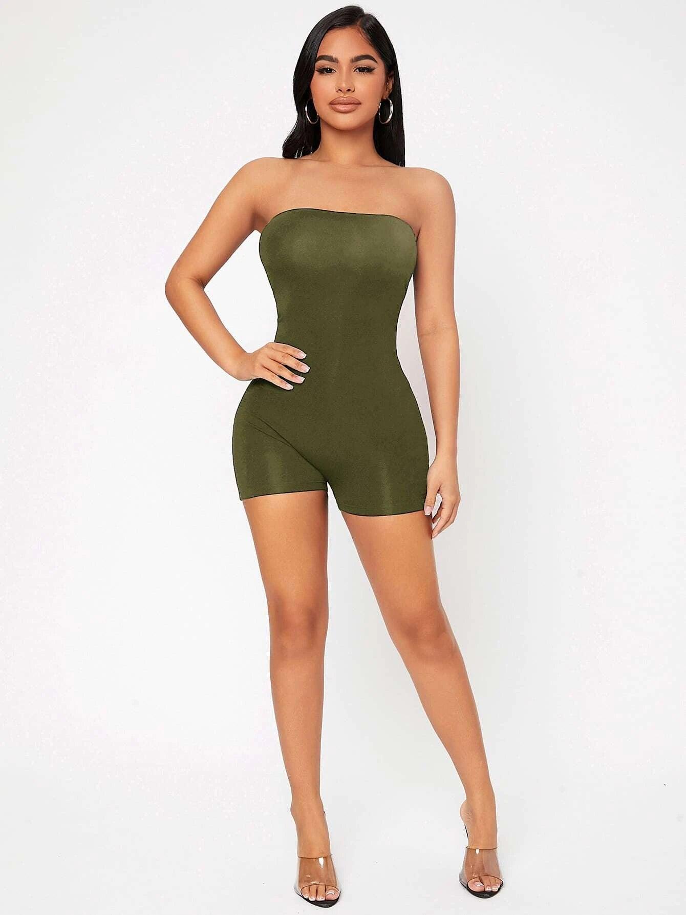 Strapless Tube Unitard Romper-Comfy Jumpsuits