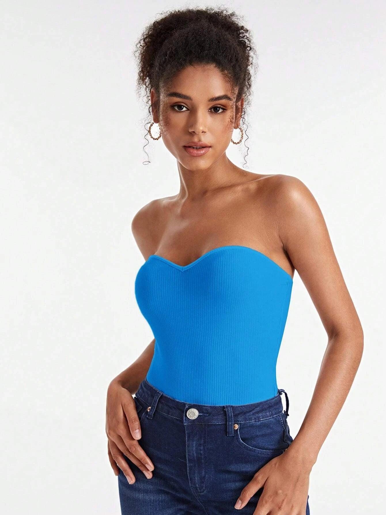 Solid Colored Tube Bodysuit-Comfy Jumpsuits