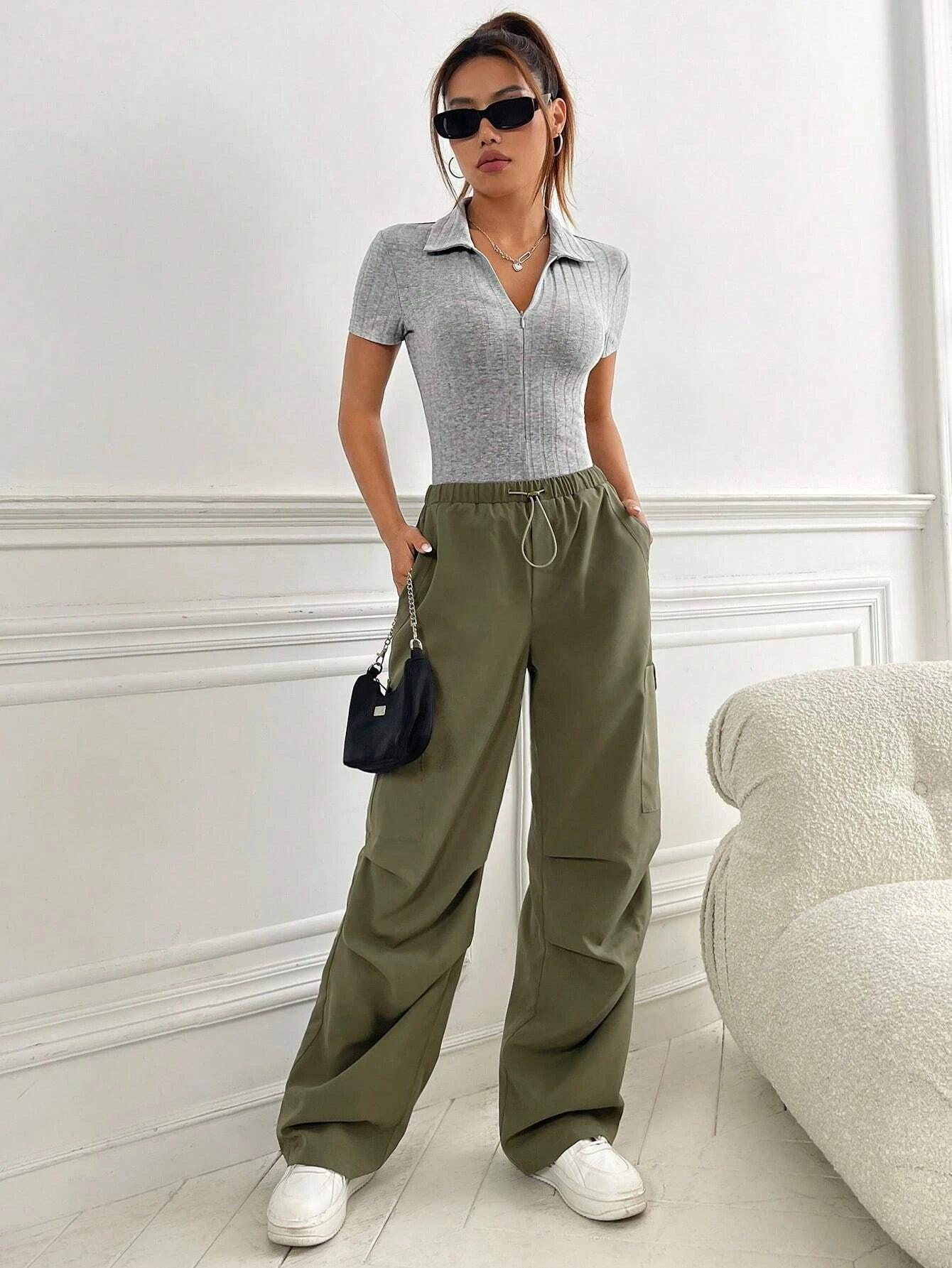 Zipper Ribbed Knit Bodysuit-Comfy Jumpsuits