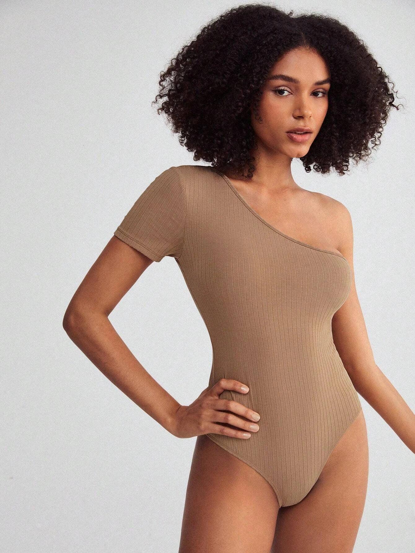 Casual Ribbed Knit Bodysuit-Comfy Jumpsuits