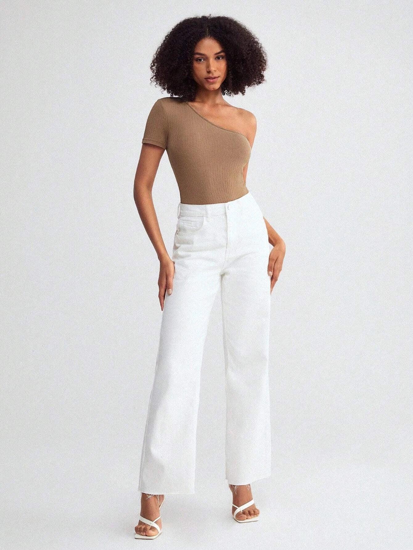 Casual Ribbed Knit Bodysuit-Comfy Jumpsuits