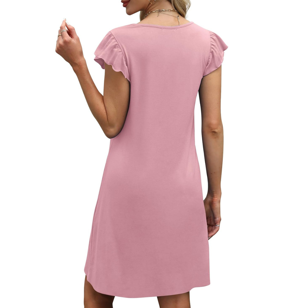 Summer Ruffle Sleeve Swing Dress With Pockets