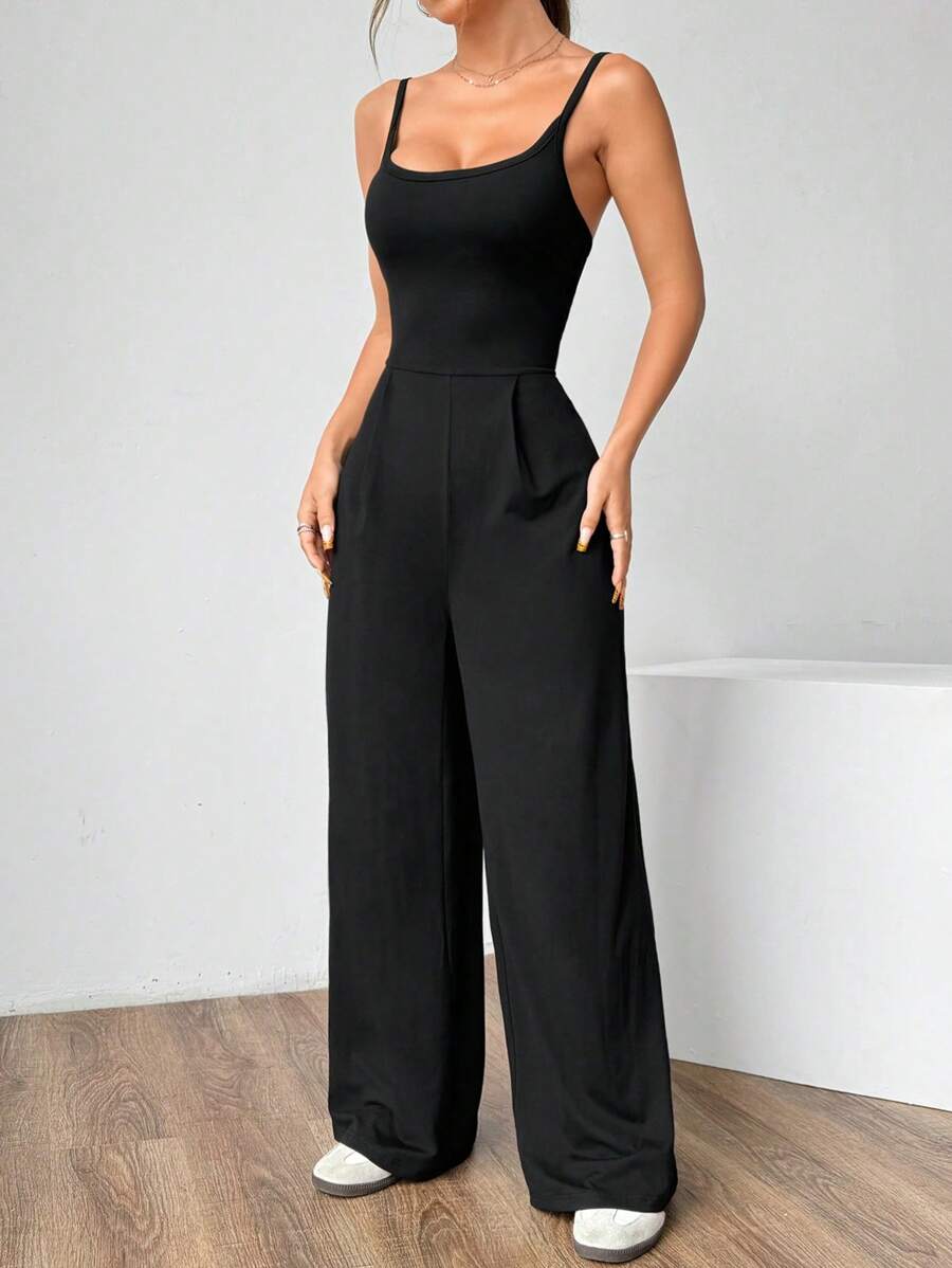 Backless Loose Fit Jumpsuit For Effortless Style And Comfort