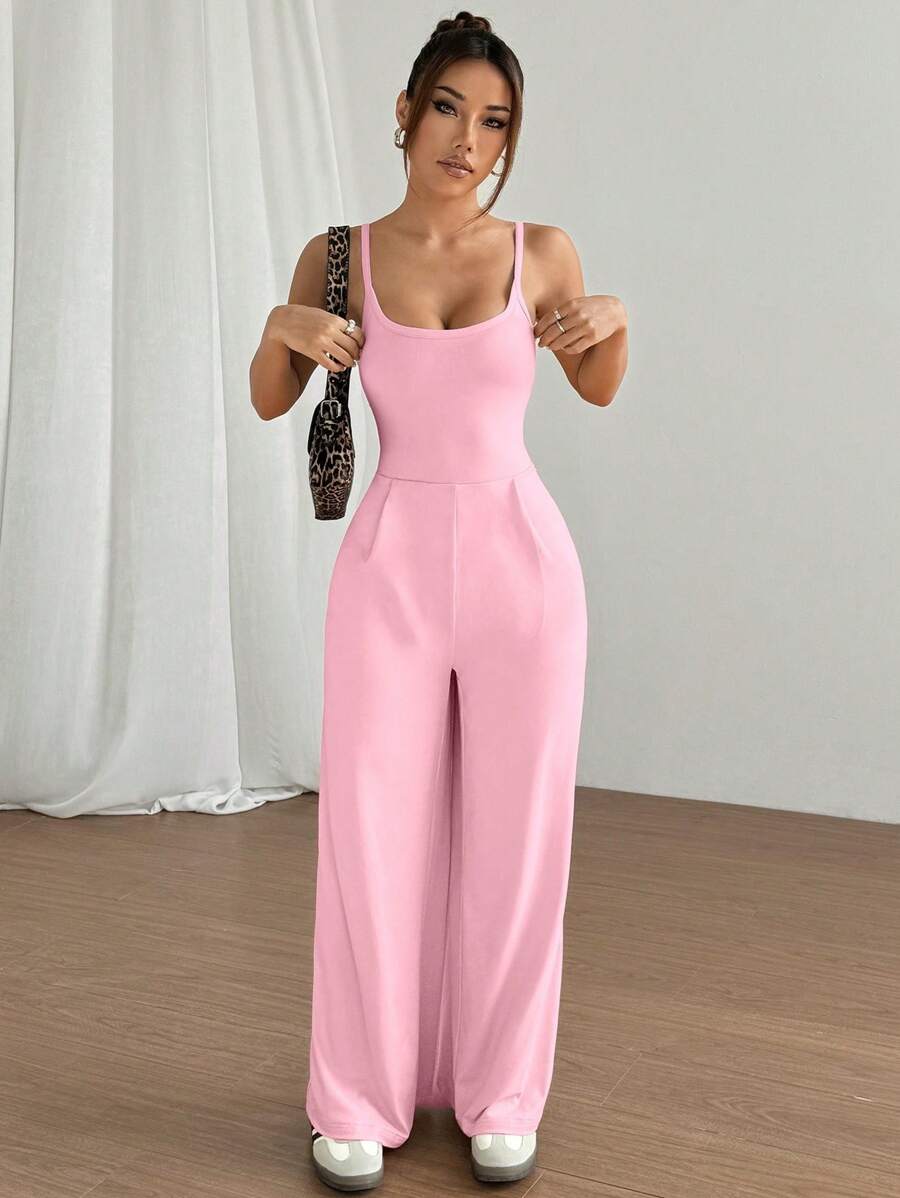 Backless Loose Fit Jumpsuit For Effortless Style And Comfort