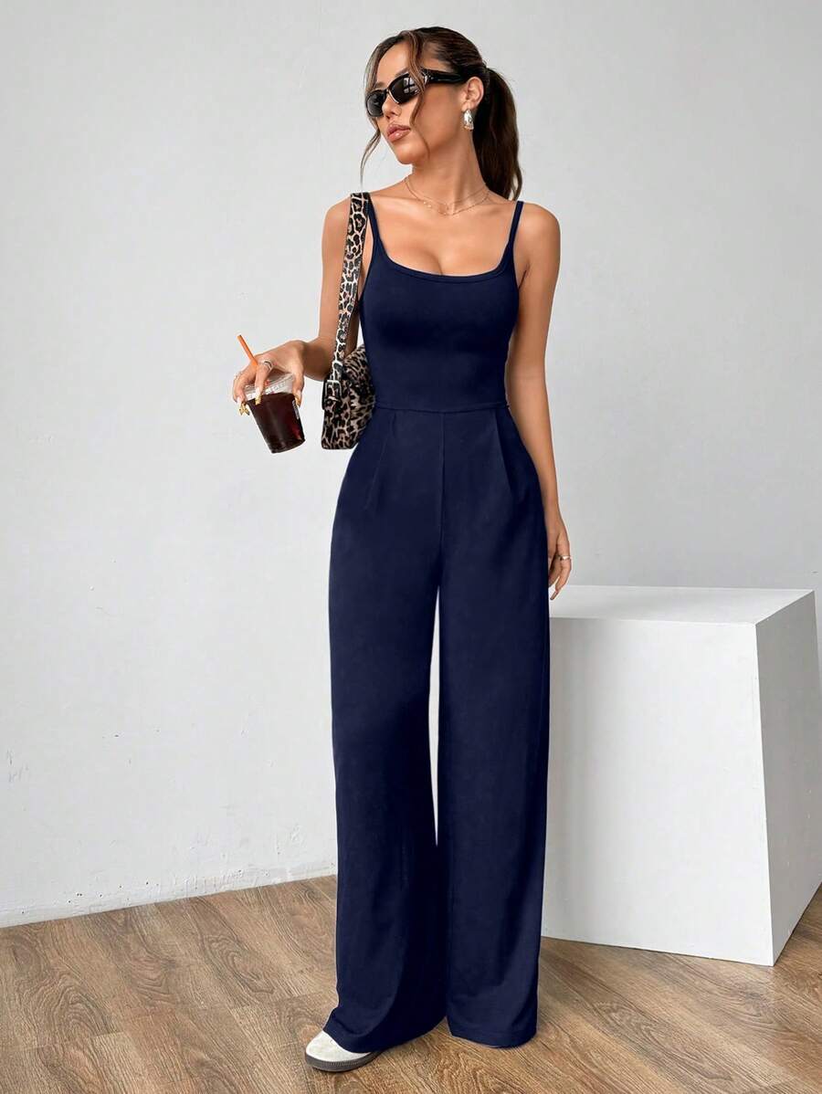 Backless Loose Fit Jumpsuit For Effortless Style And Comfort