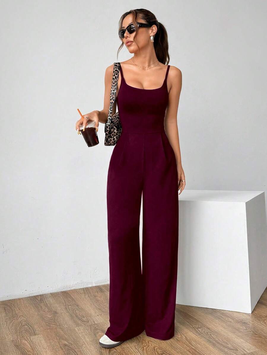 Backless Loose Fit Jumpsuit For Effortless Style And Comfort