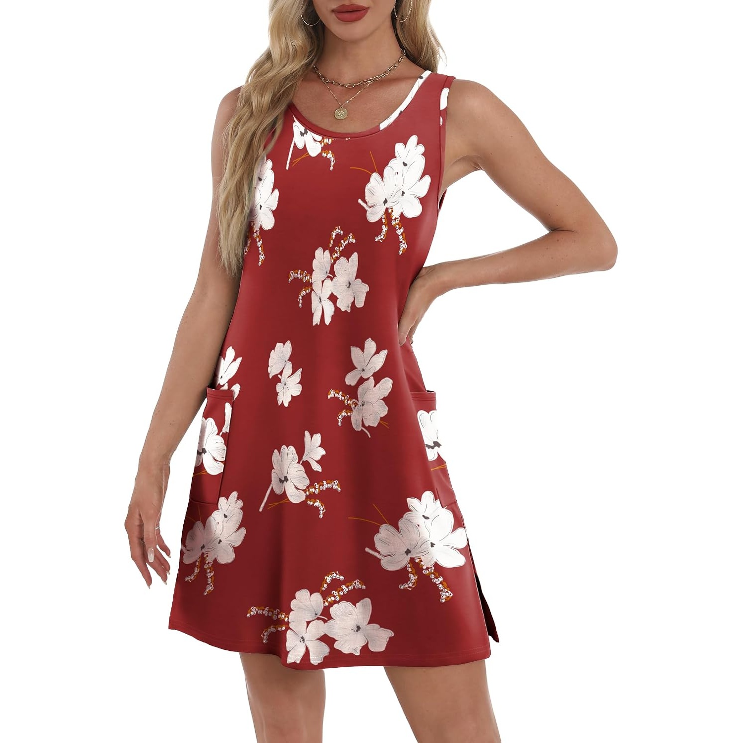Sleeveless Summer Coverup Dress With Pockets