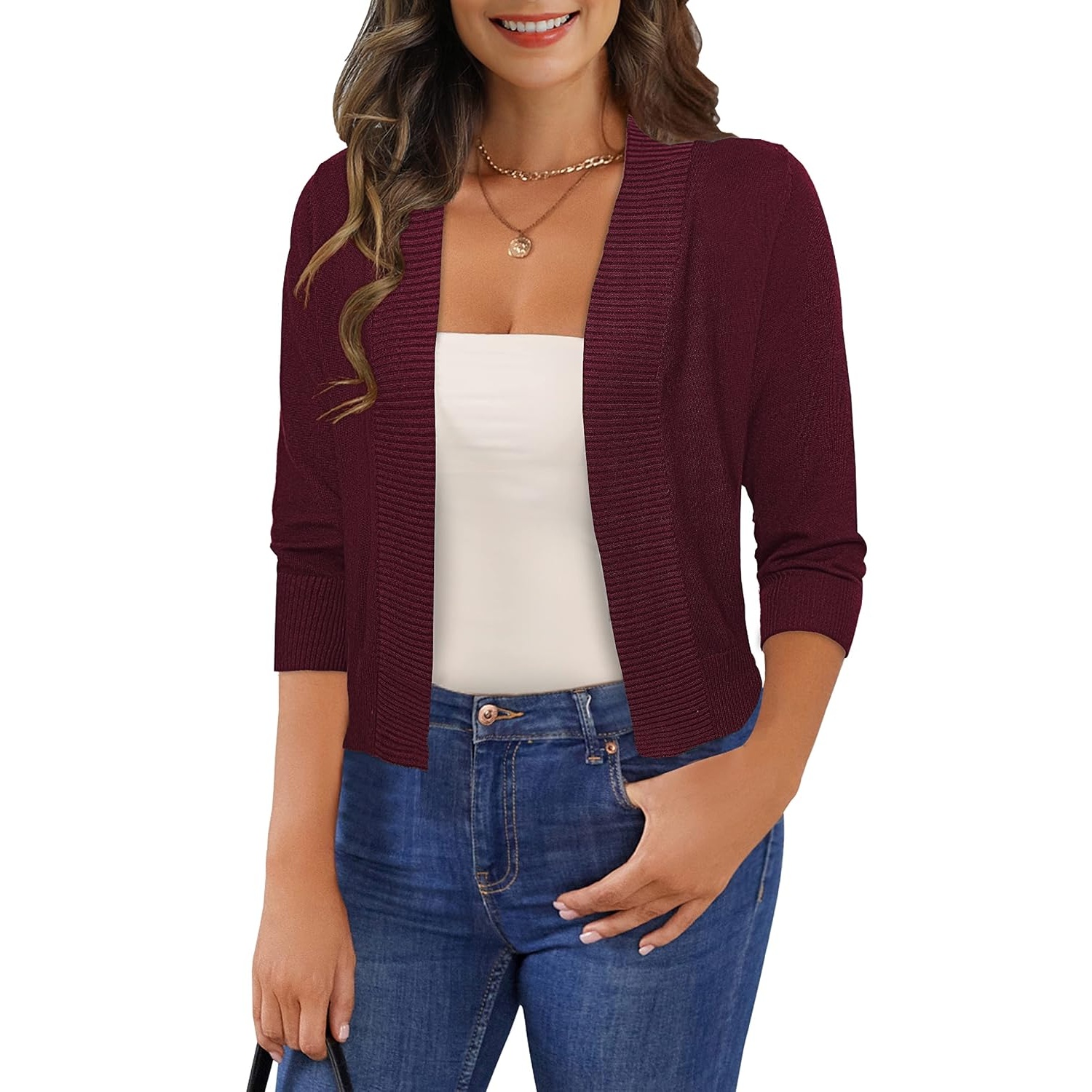 Casual Lightweight Knit Open Front Cardigan For Women