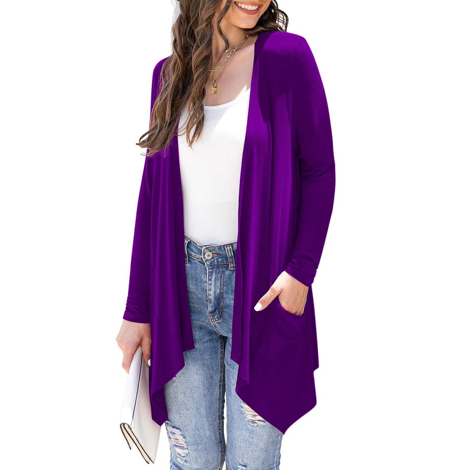Soft Long Sleeve Draped Duster Cardigan For Women