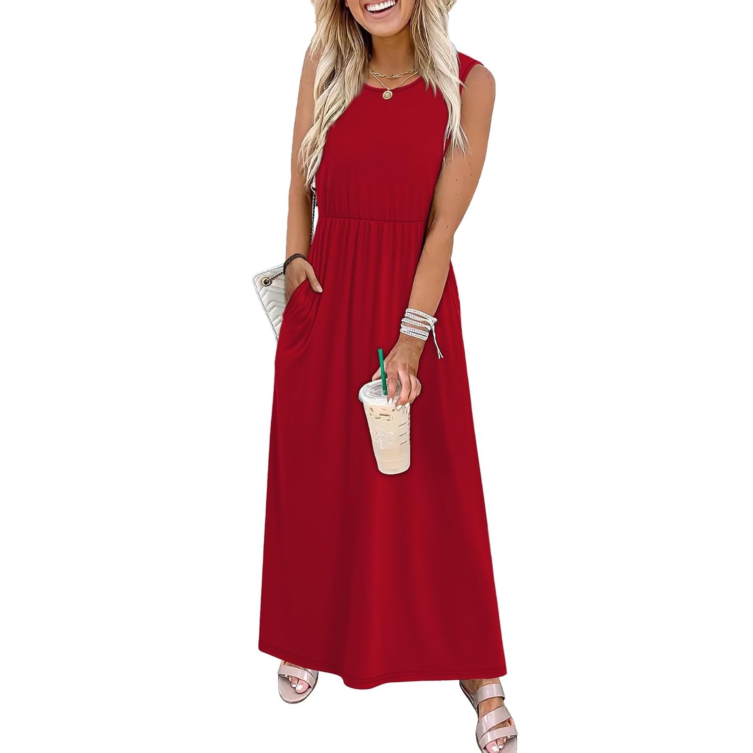 Casual Sleeveless Summer Flowy Maxi Dress For Women
