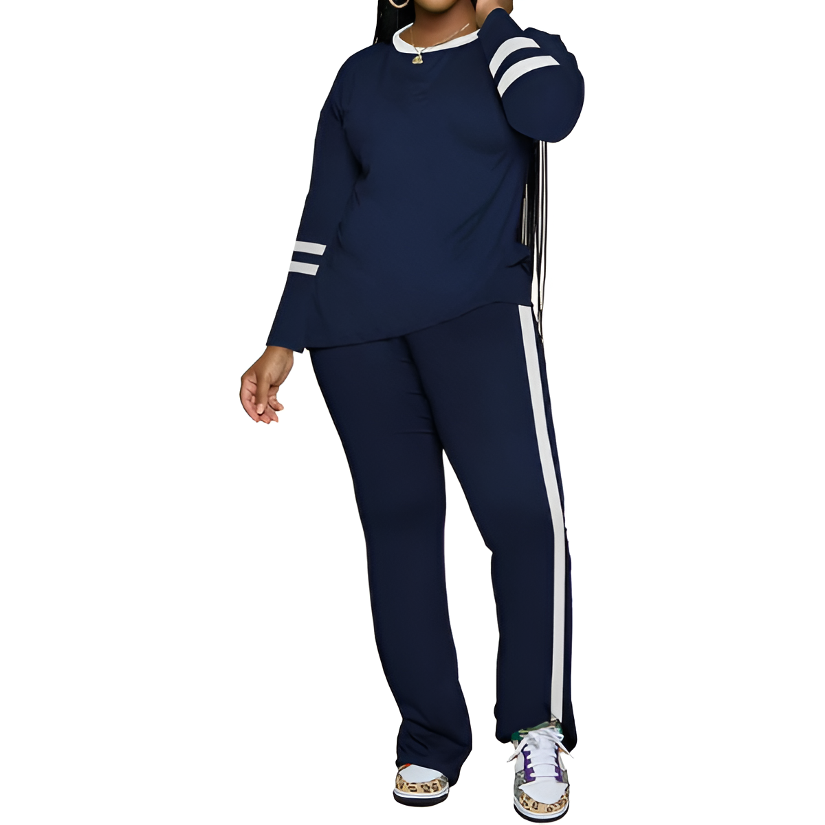 Two Piece Lounge Sets For Women With Long Sleeve Casual Top And Flare Pants